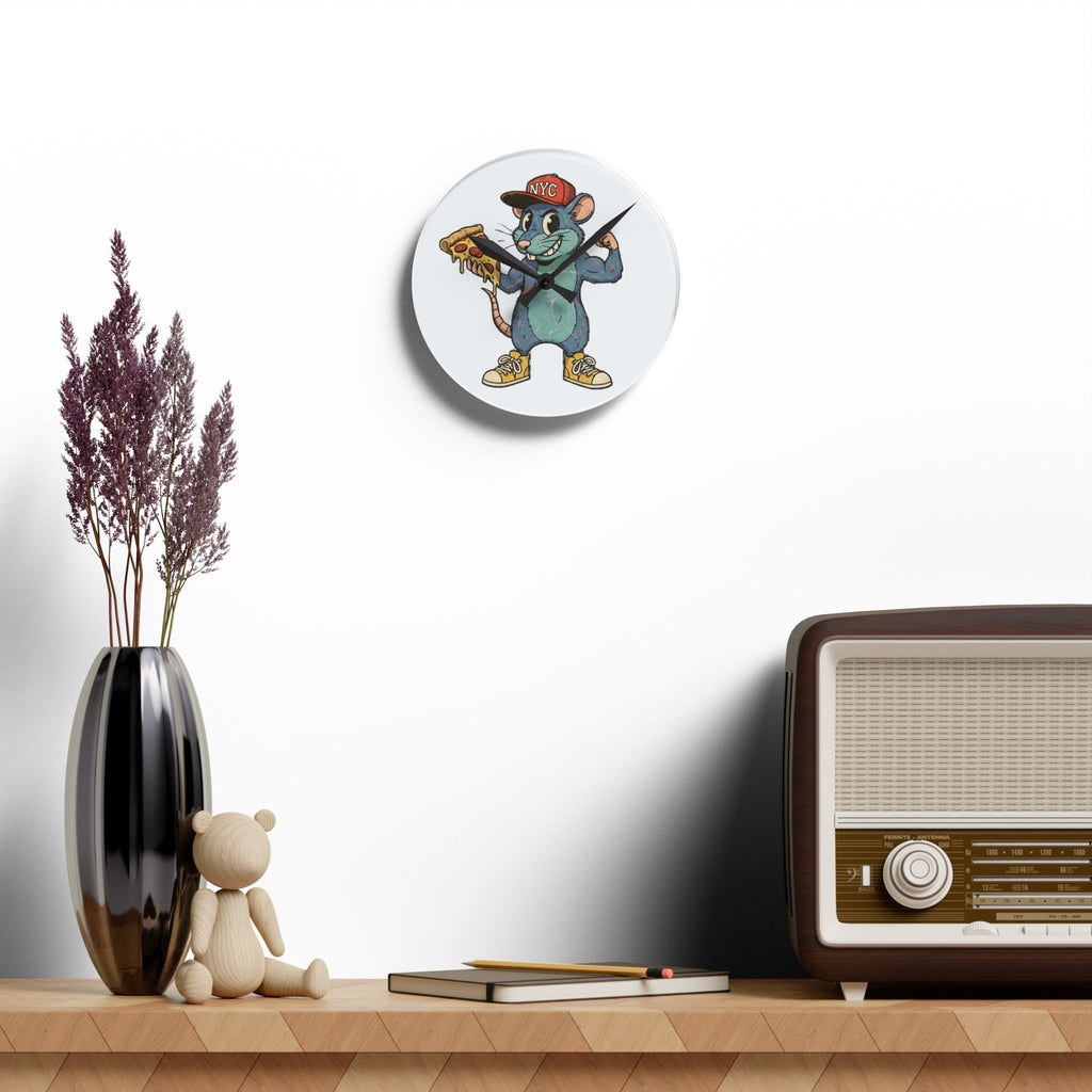 NYC Pizza Rat - Acrylic Wall Clock