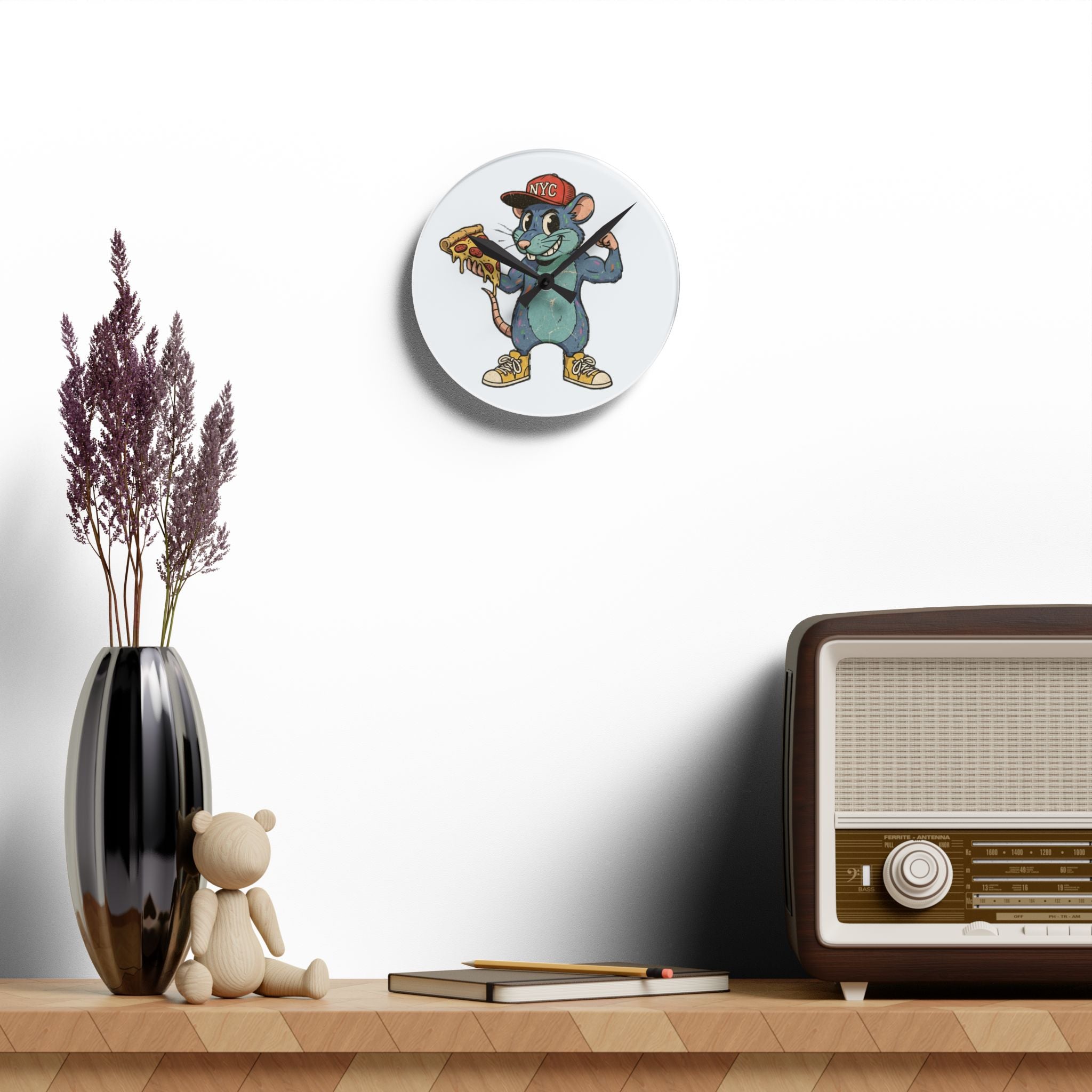 NYC Pizza Rat - Acrylic Wall Clock