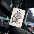Rat Holding Pizza Car Air Freshener — Vintage Illustration Scented Ornament