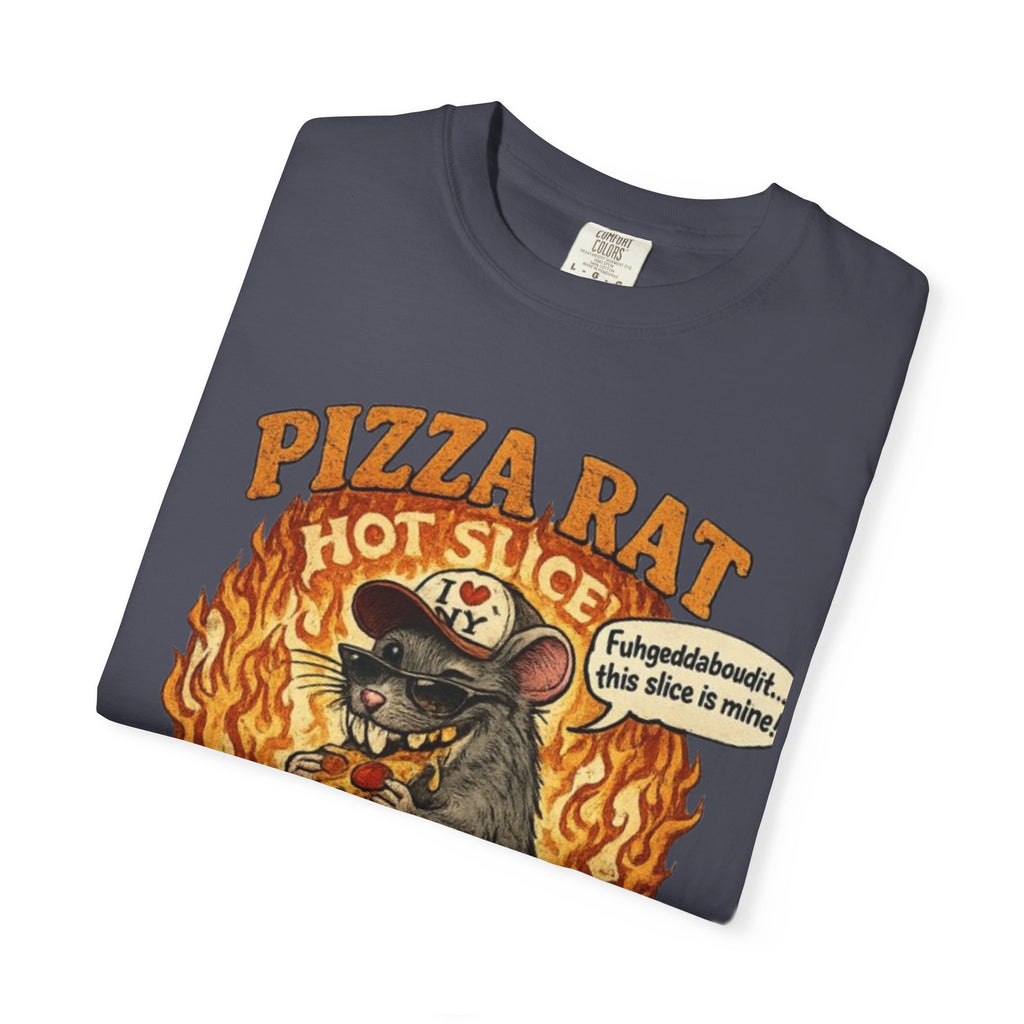 Pizza Rat Hot Slice T-Shirt — Funny Retro Rat Eating Pizza Graphic Tee