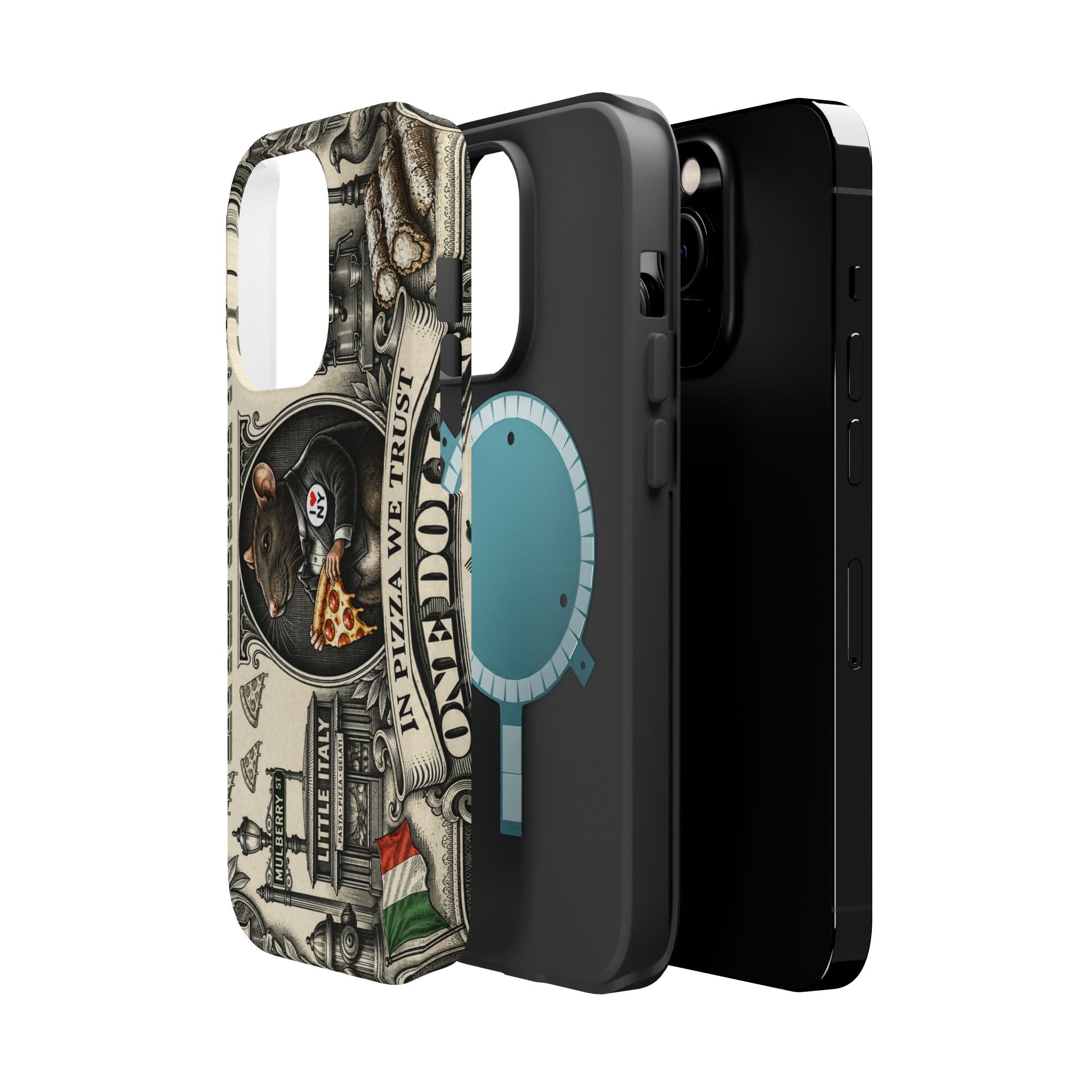 Little Italy NY Phone Case — 'In Pizza We Trust' Italy Rat Art Magnetic Impact-Resistant Case