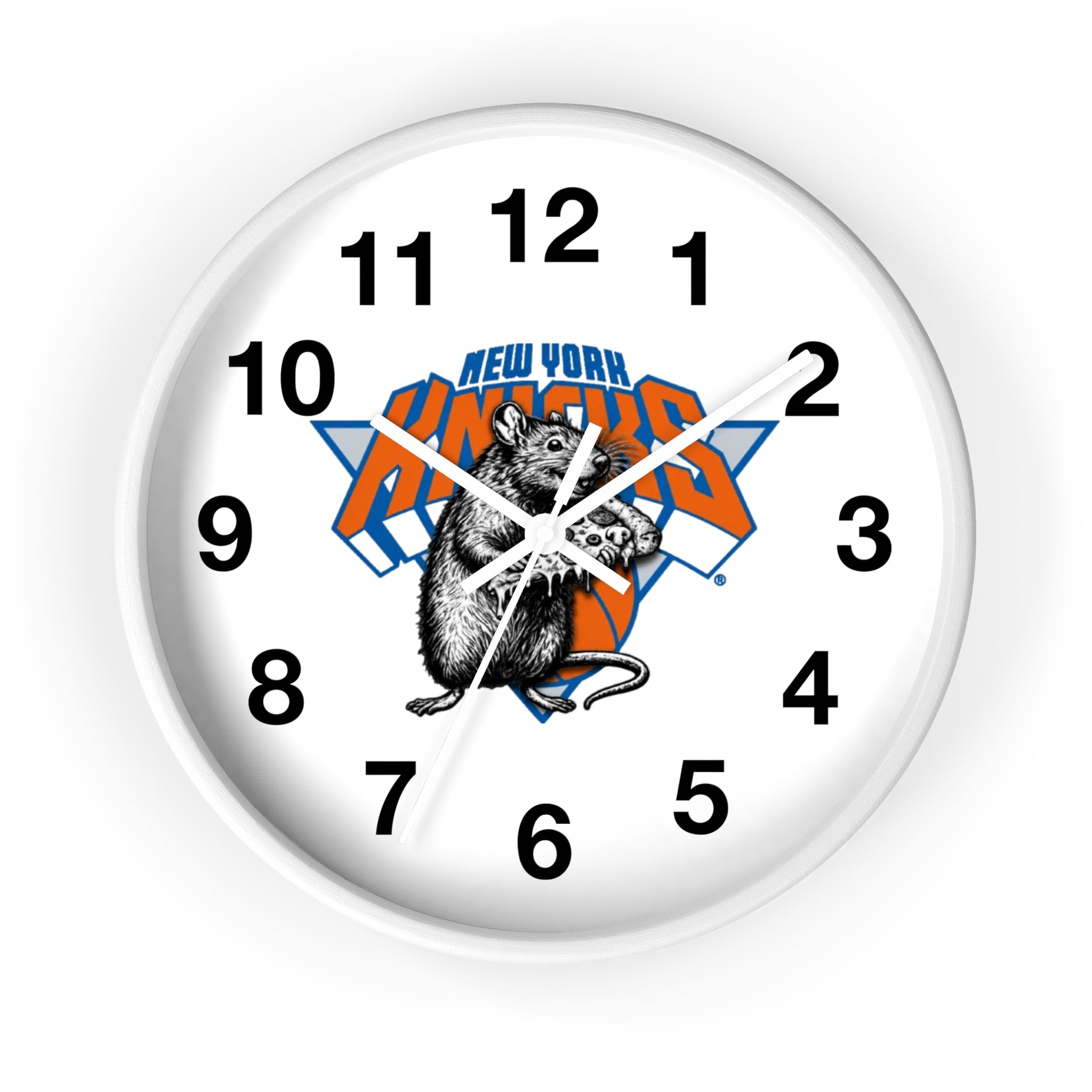 New York Knicks Retro Rat Logo Wall Clock — Vintage Basketball Fan Decor