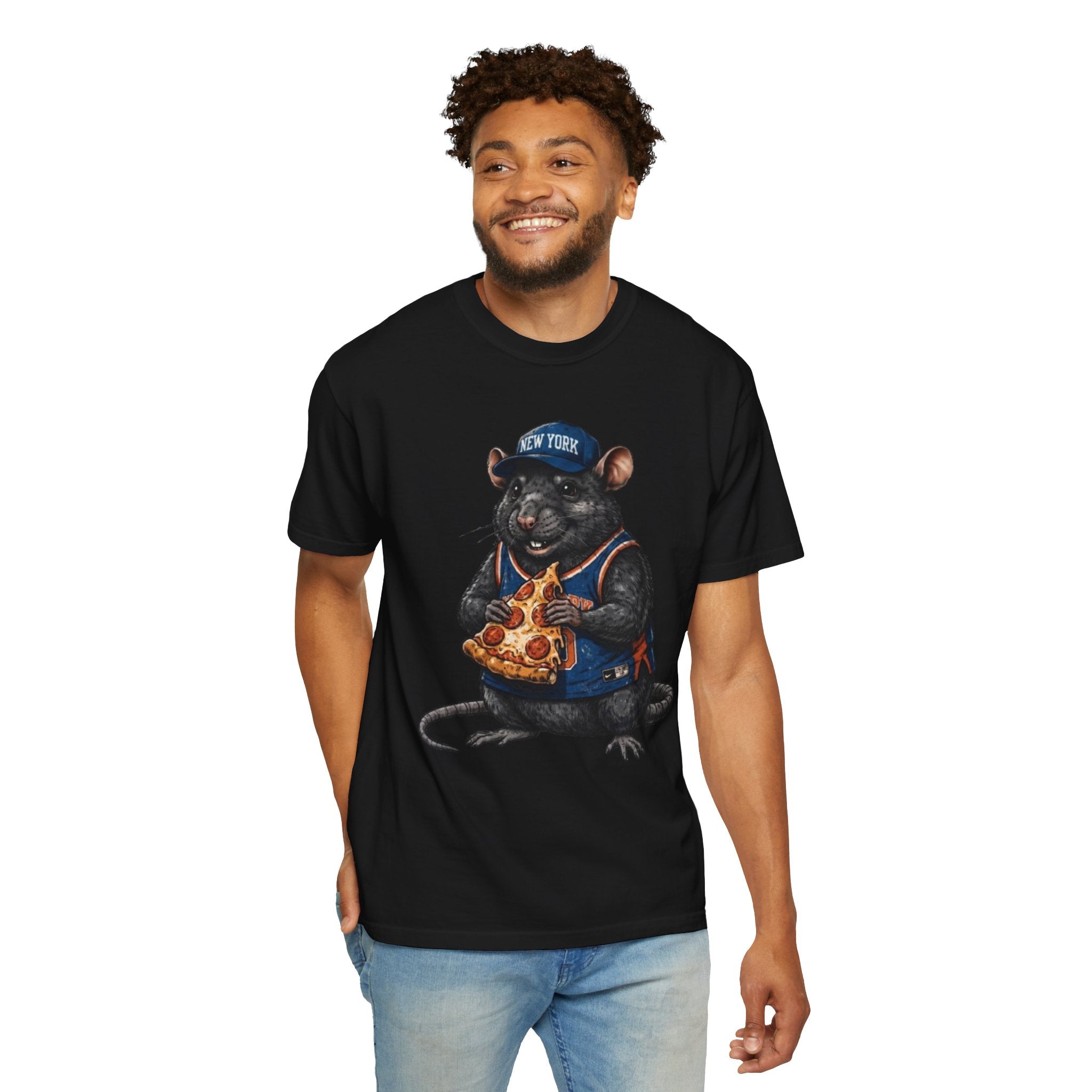Pizza-Loving Rat Graphic T-Shirt