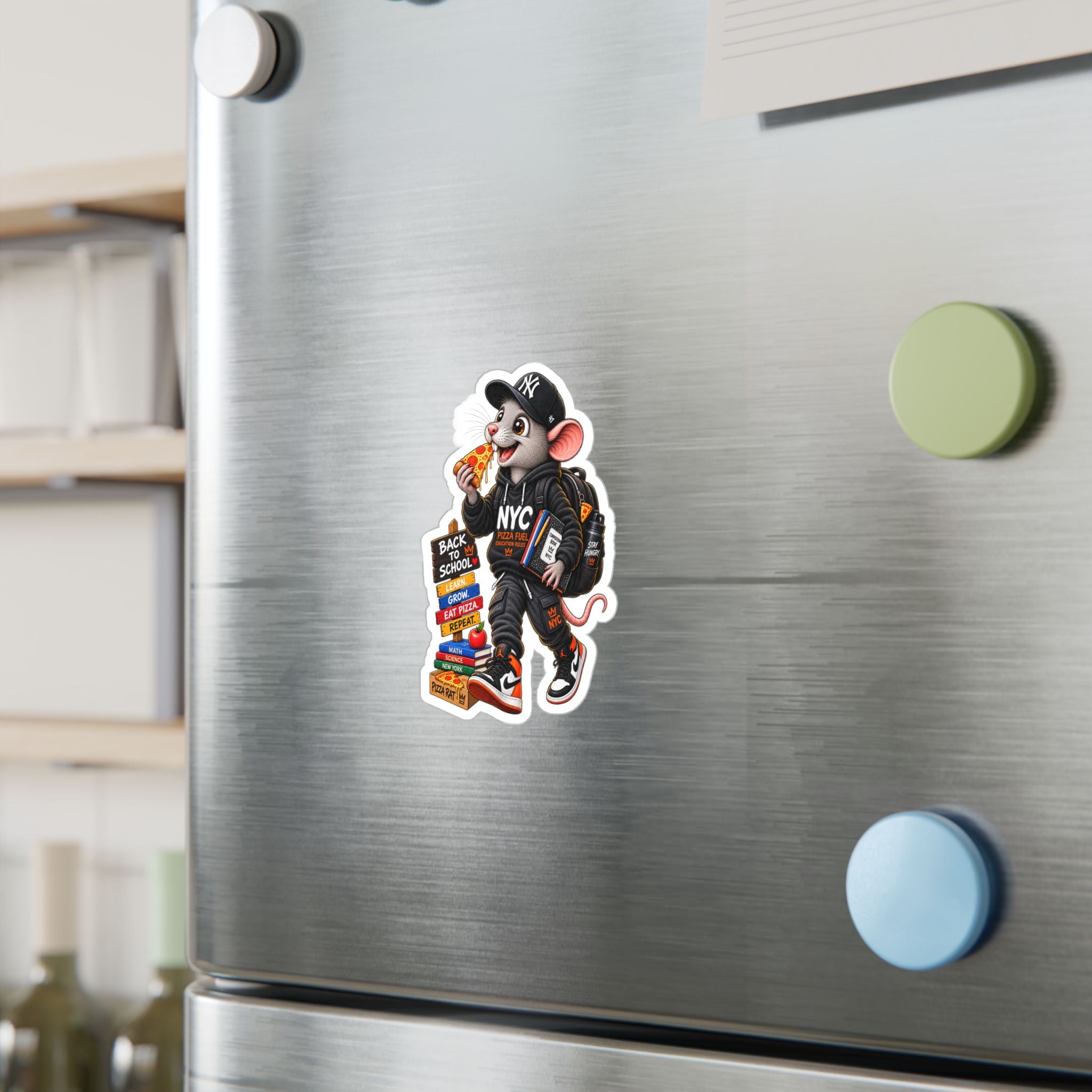 NYC Pizza Rat Sticker — Cute Streetwear Mouse Vinyl Decal (Kiss-Cut)