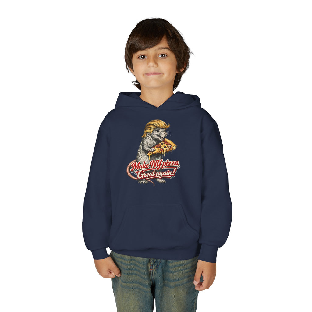 Youth Hoodie - "Make NY Pizza Great Again" Retro Pizza Lion Graphic