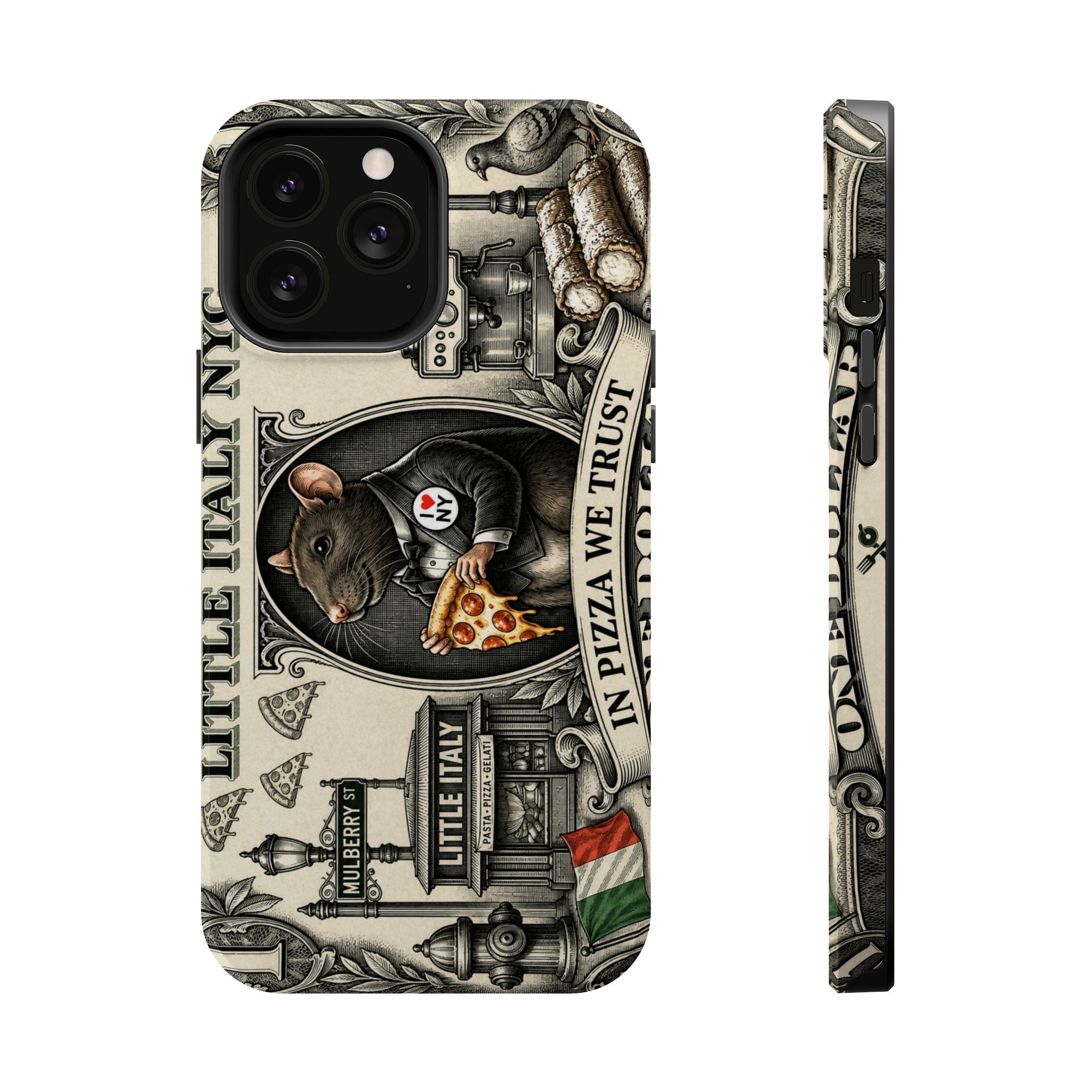 Little Italy NY Phone Case — 'In Pizza We Trust' Italy Rat Art Magnetic Impact-Resistant Case