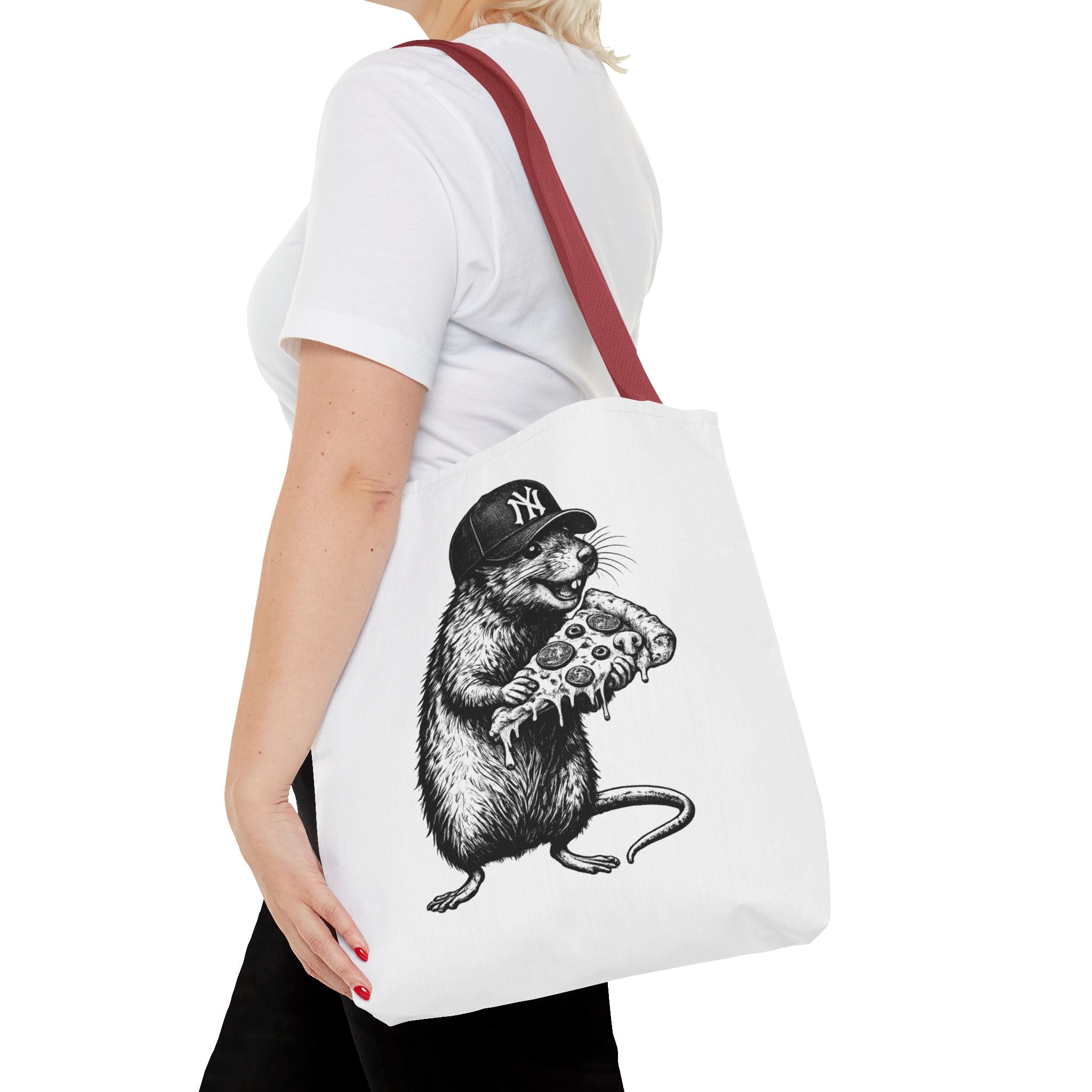 Pizza Rat Tote Bag — Cute NYC Rat Eating Pizza Canvas Tote