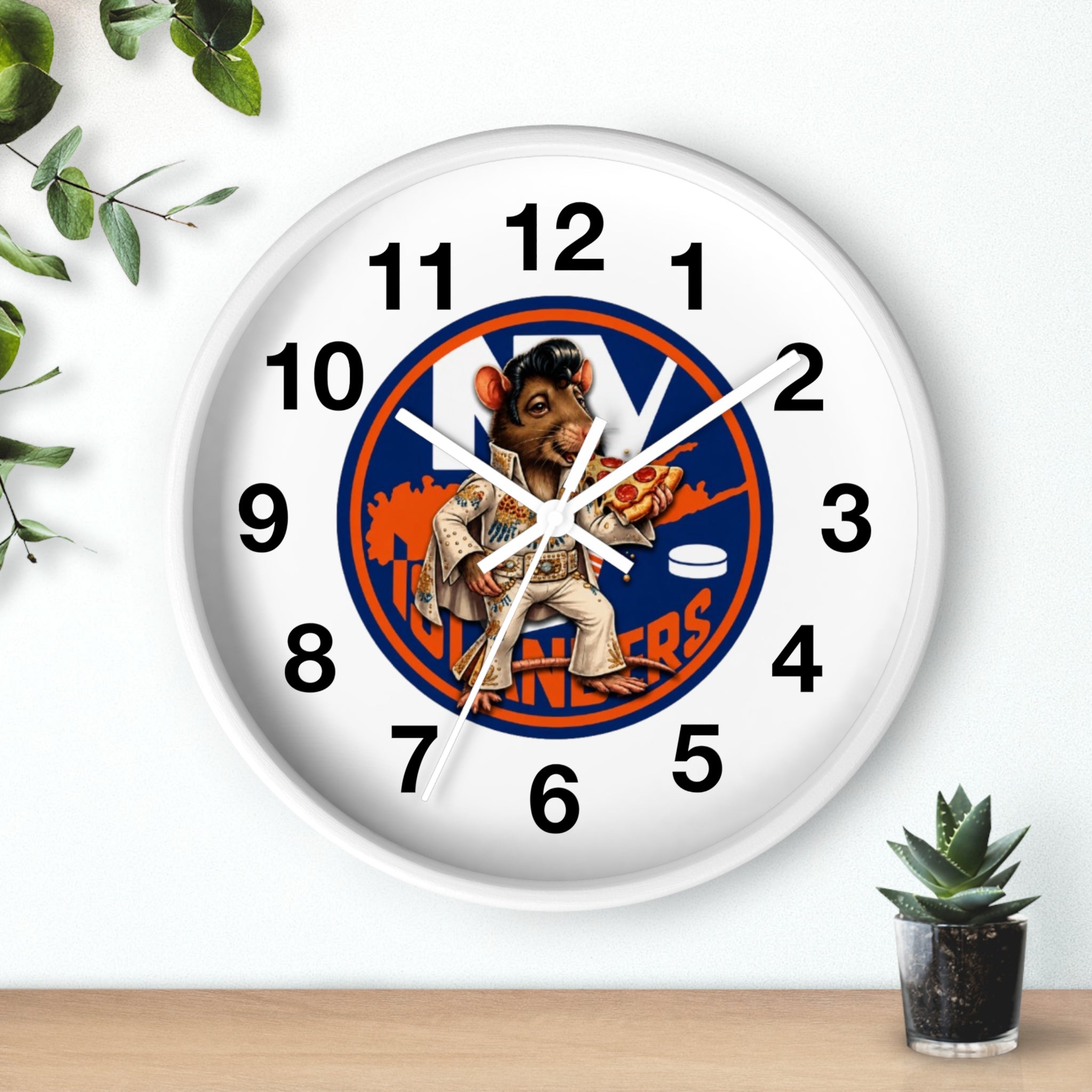 Islander Rat Elvis Wall Clock — Retro Hockey Fan Decor