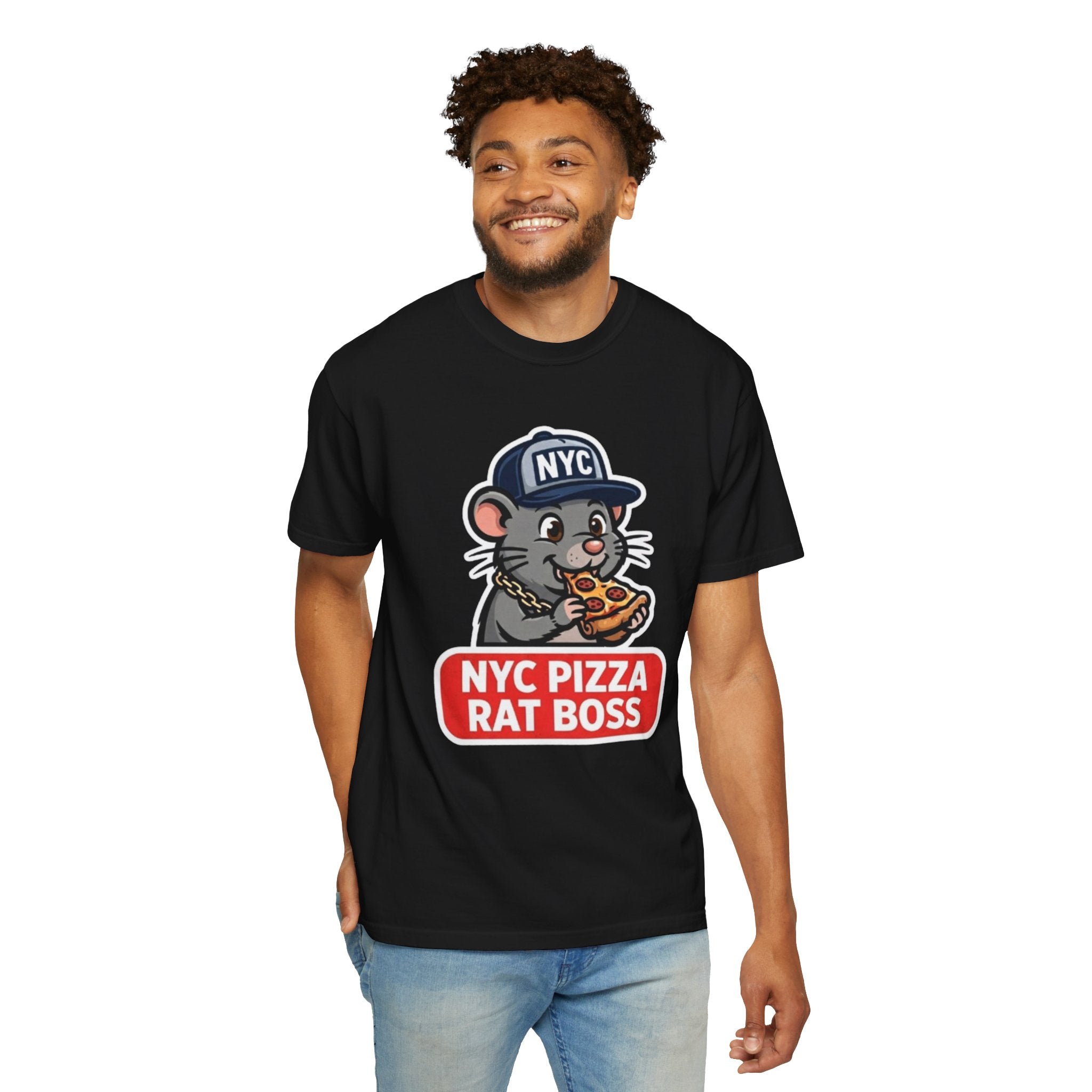 NYC Pizza Rat Boss T-Shirt — Funny New York Rat Pizza Graphic Tee