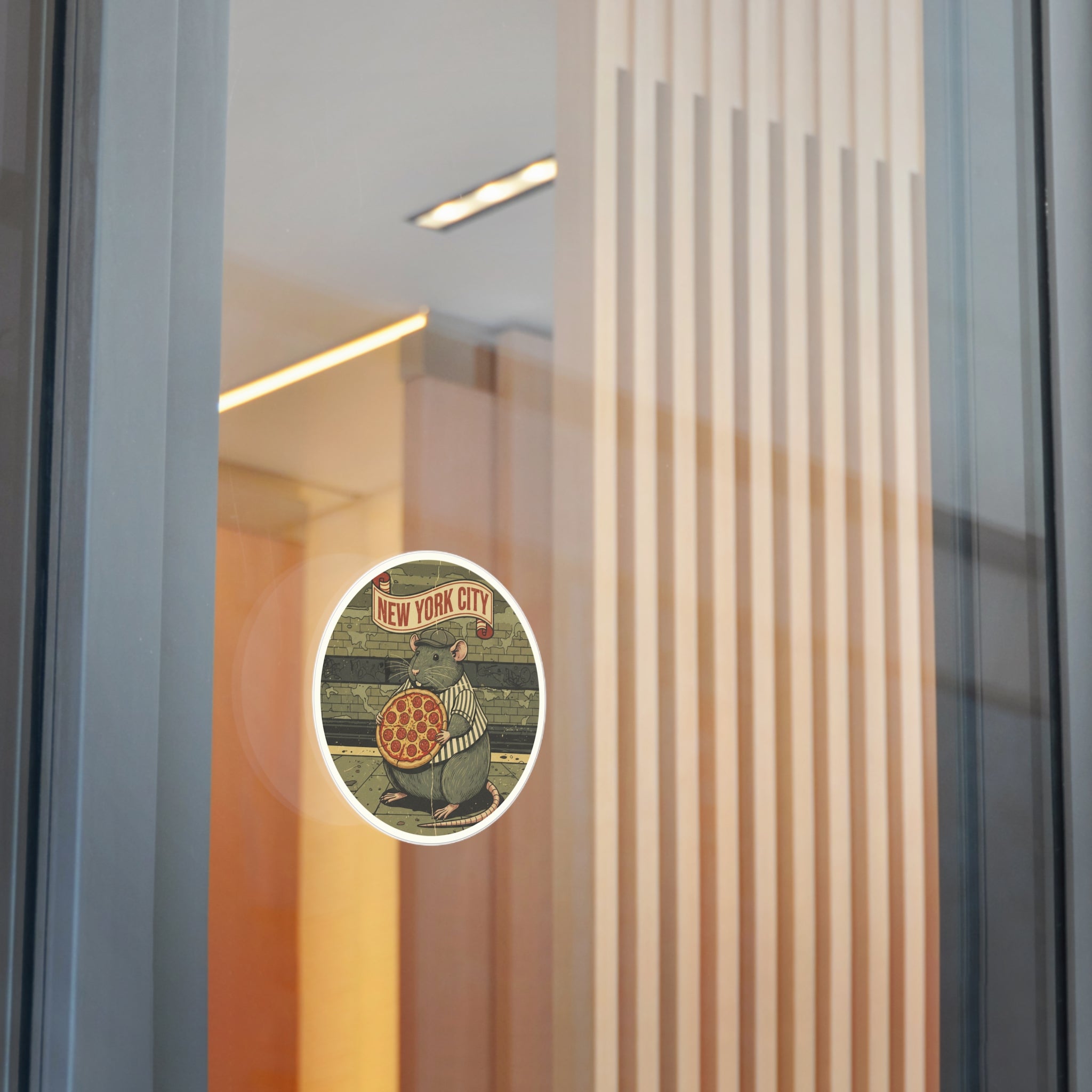 New York City Pizza Rat Round Vinyl Sticker — Retro Subway Art