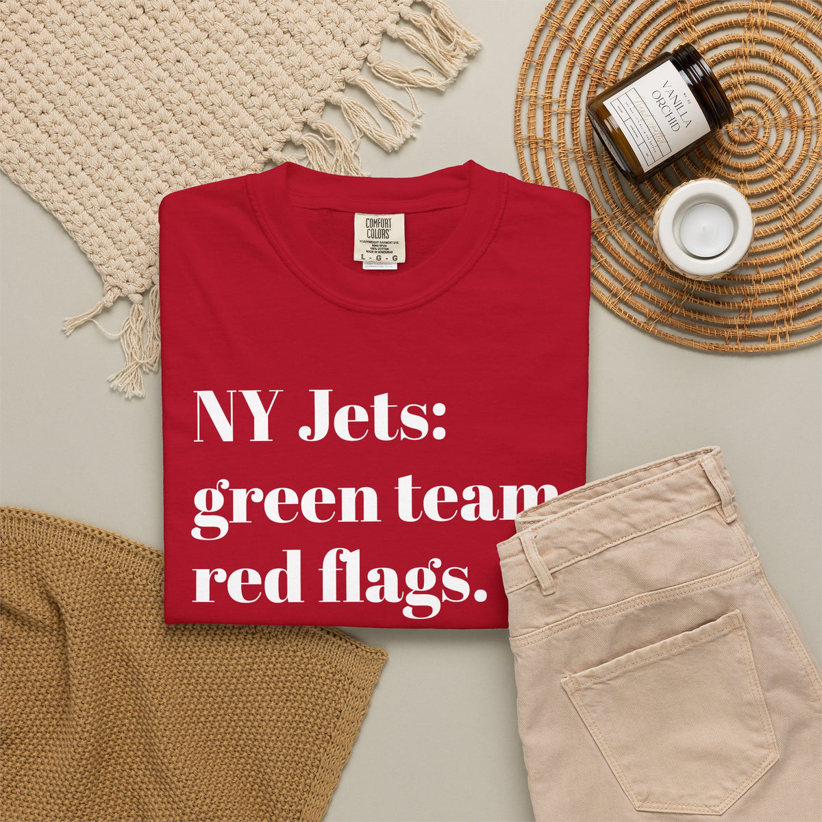 NY Jets: Green Team, Red Flags. Tee Shirt