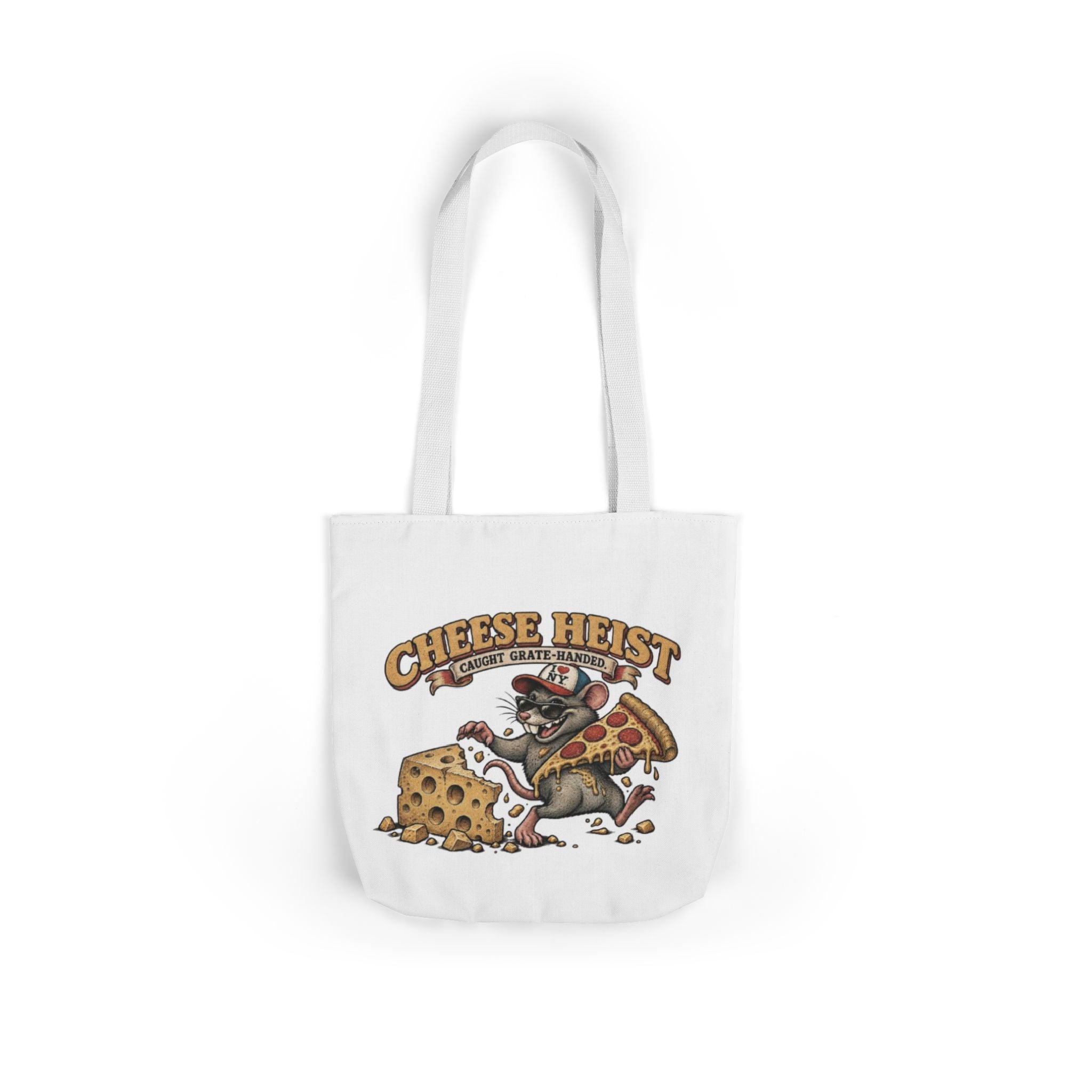 Cheese Heist Canvas Tote - Funny Mouse & Pizza Grocery Bag