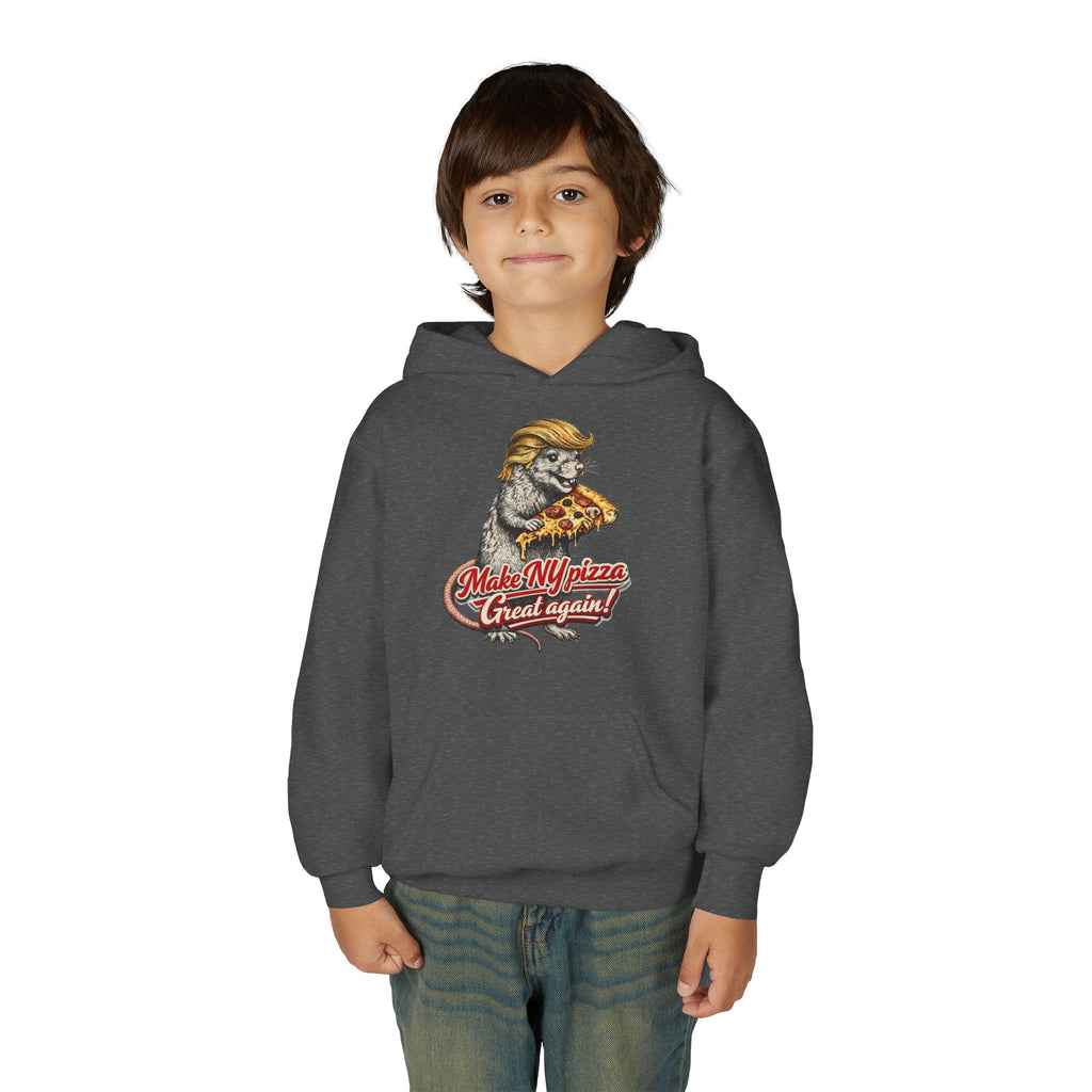 Youth Hoodie - "Make NY Pizza Great Again" Retro Pizza Lion Graphic