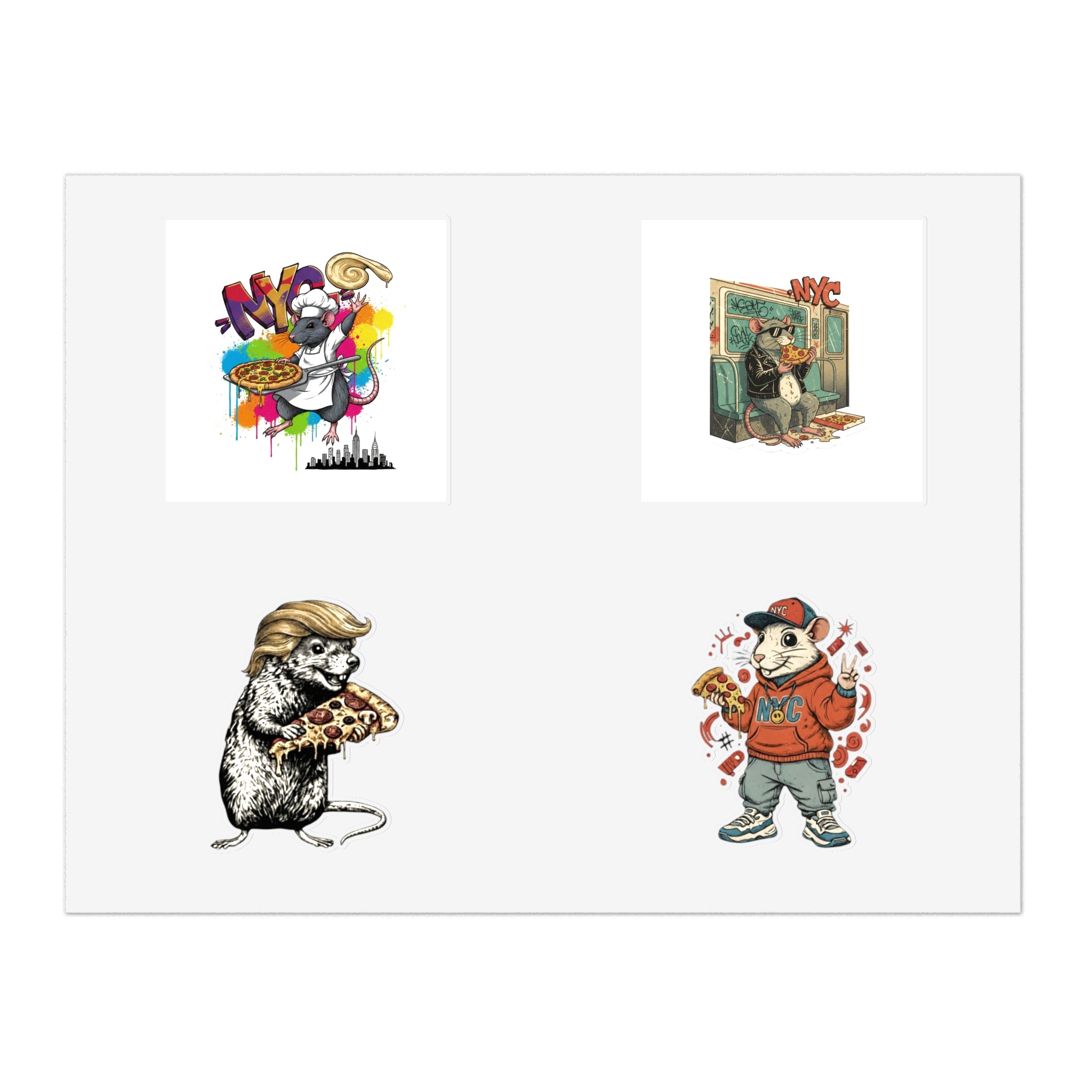 Urban Rat Sticker Sheet — Retro Street Art & Pizza Pocket Characters