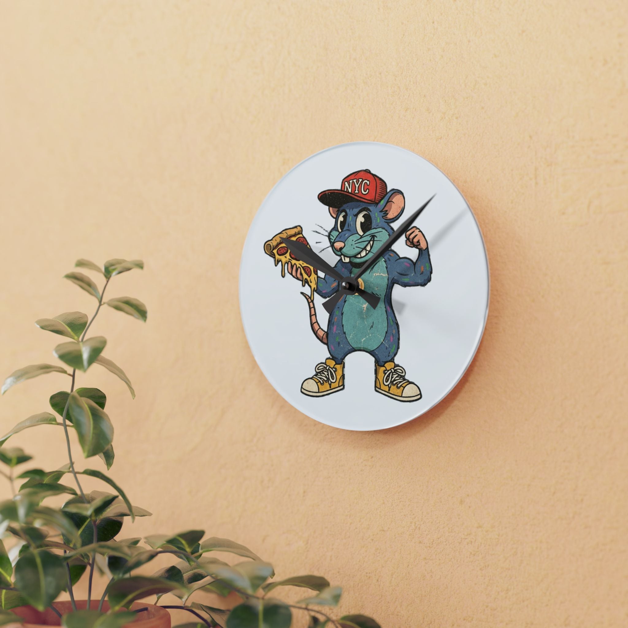 NYC Pizza Rat - Acrylic Wall Clock
