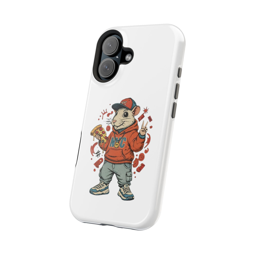 Streetwear Pizza Rat Phone Case — Magnetic Impact‑Resistant iPhone Case with Pizza Skateboard Design