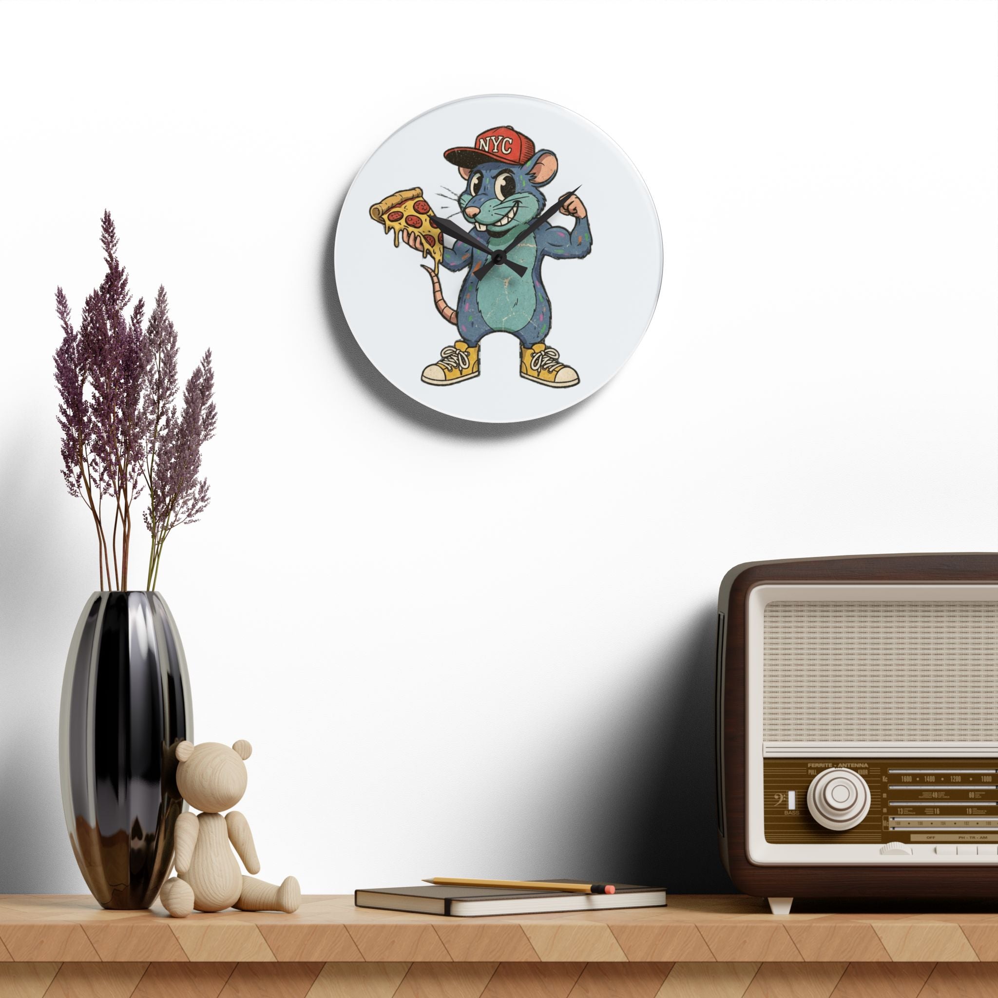 NYC Pizza Rat - Acrylic Wall Clock