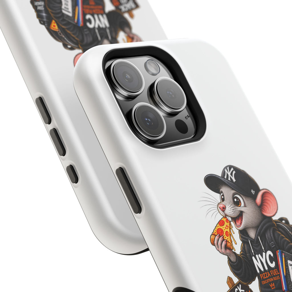 NYC Street Rat Phone Case – Magnetic Impact-Resistant iPhone Case with Back-to-School Pizza Design