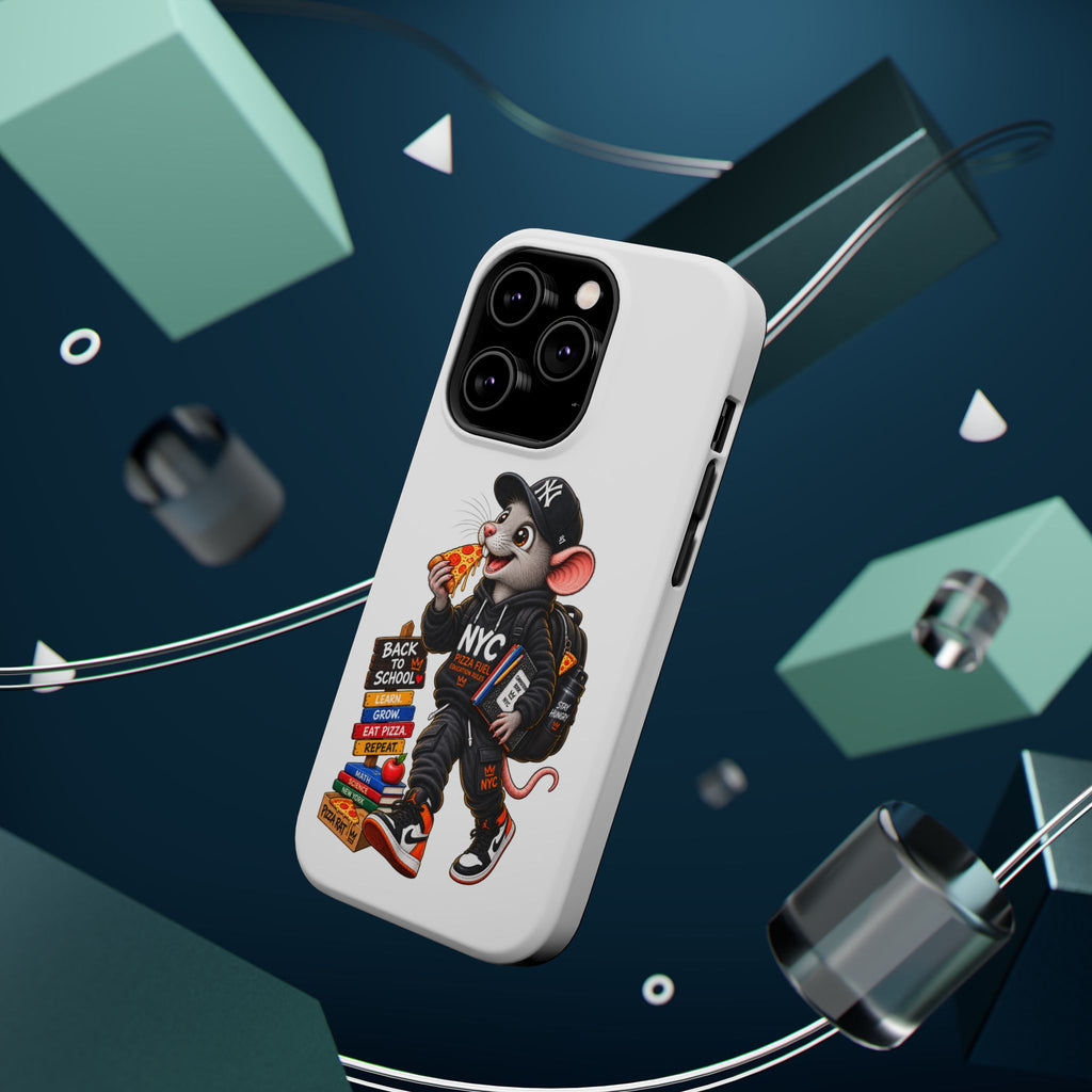 NYC Street Rat Phone Case – Magnetic Impact-Resistant iPhone Case with Back-to-School Pizza Design