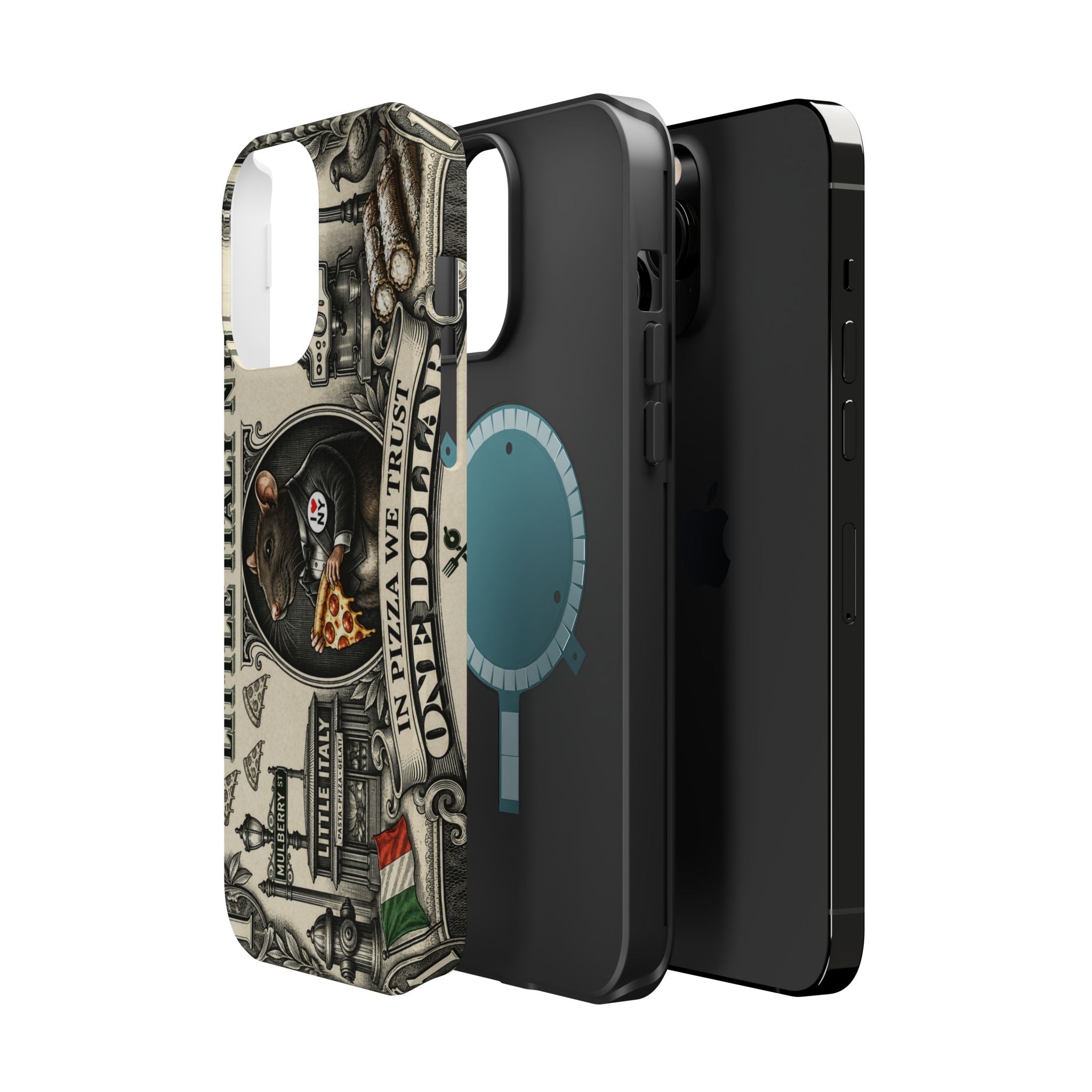 Little Italy NY Phone Case — 'In Pizza We Trust' Italy Rat Art Magnetic Impact-Resistant Case