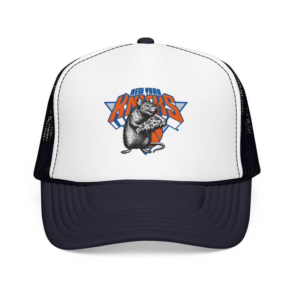 Vintage Skate Rat Foam Trucker Hat – Retro Skateboarding Logo Cap - NY Knicks