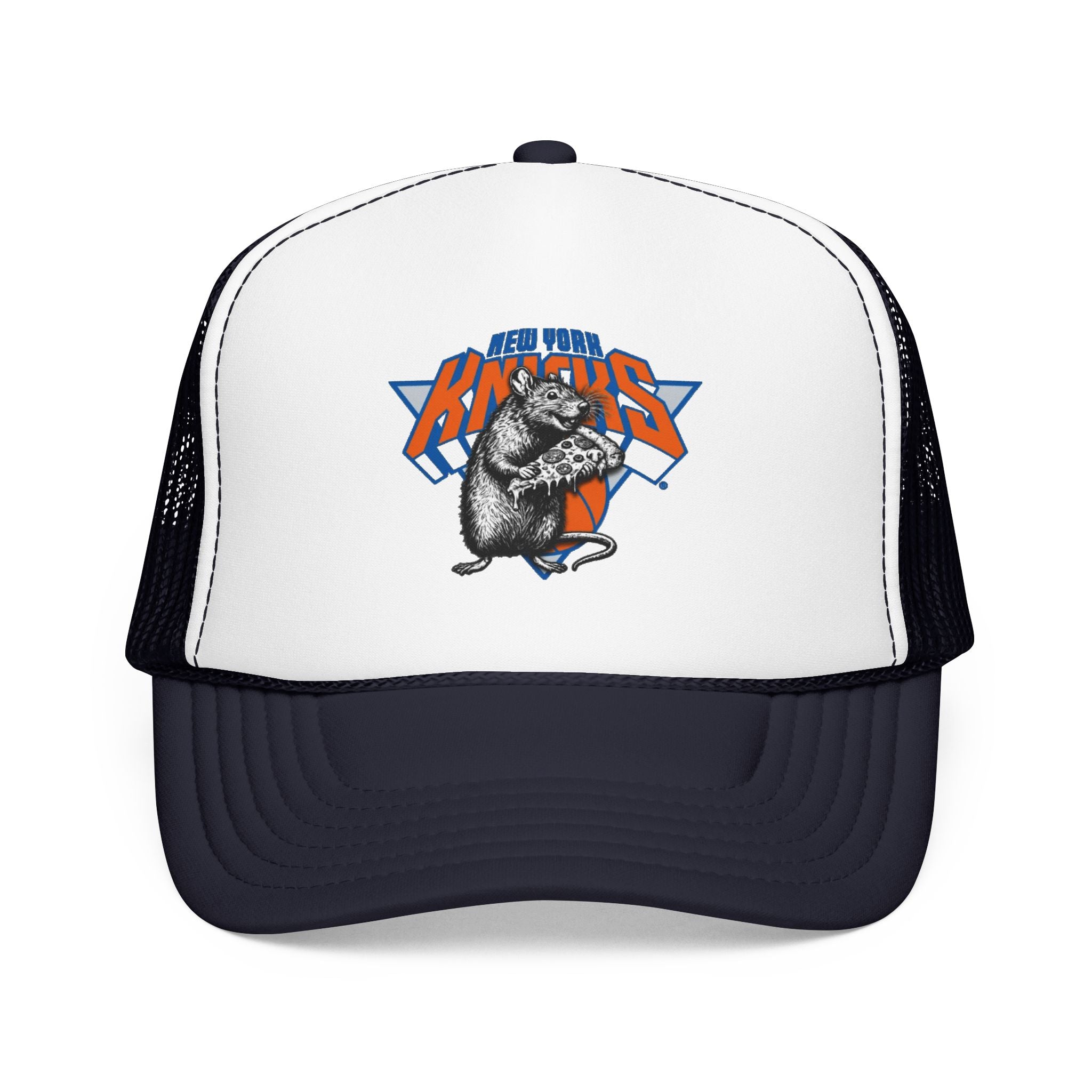 Vintage Skate Rat Foam Trucker Hat – Retro Skateboarding Logo Cap - NY Knicks