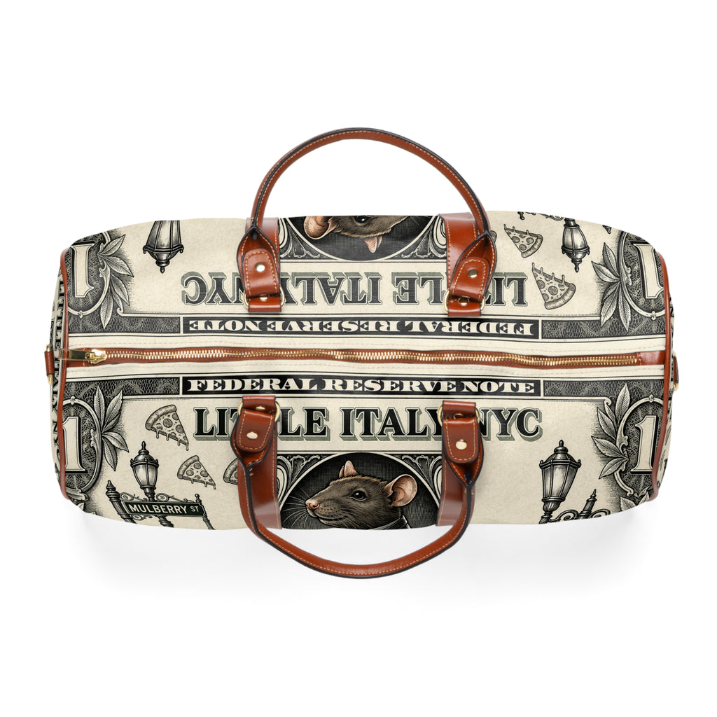 Italian Pizza Rat Waterproof Travel Bag — 'In Pizza We Trust' Duffle for Foodies & Travelers
