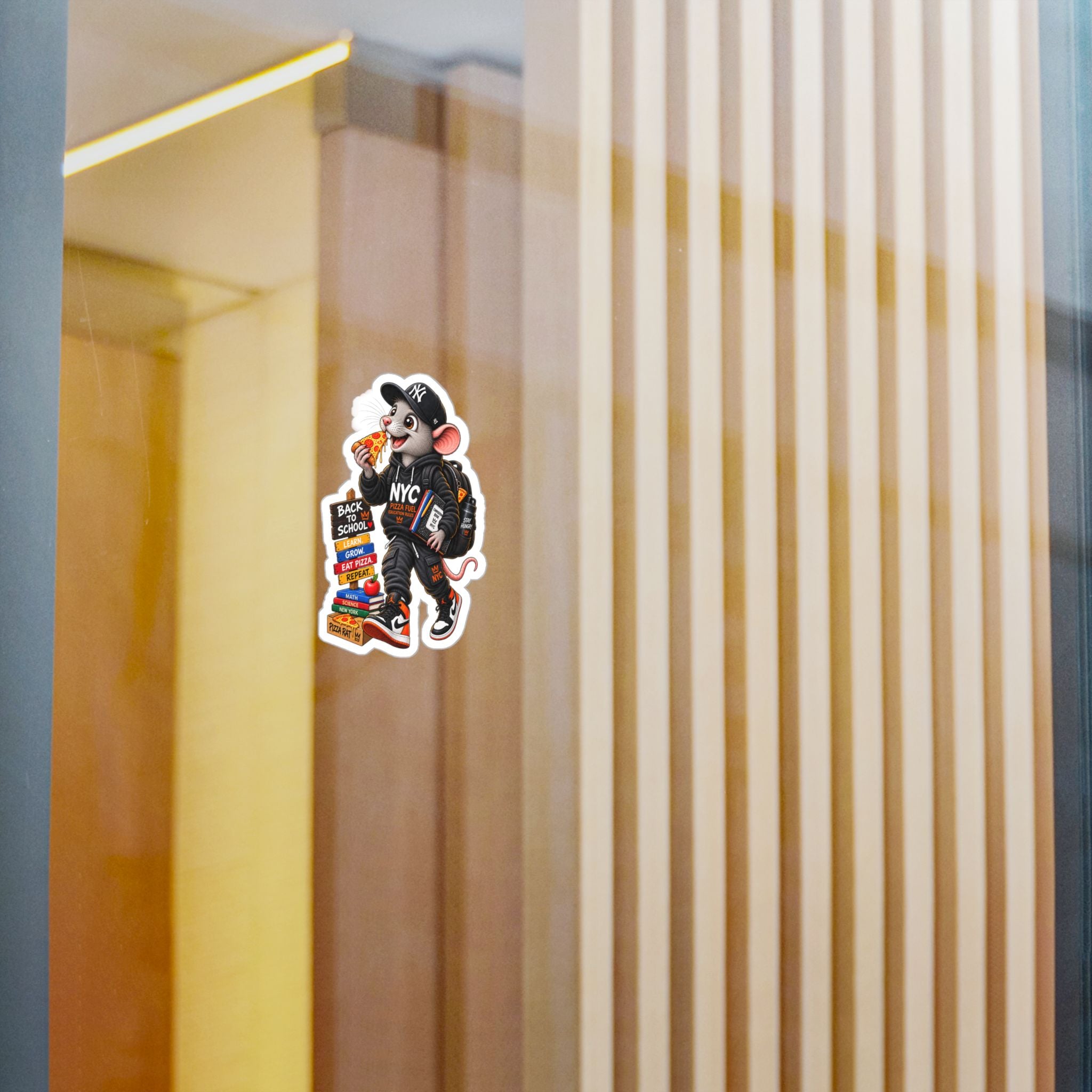NYC Pizza Rat Sticker — Cute Streetwear Mouse Vinyl Decal (Kiss-Cut)