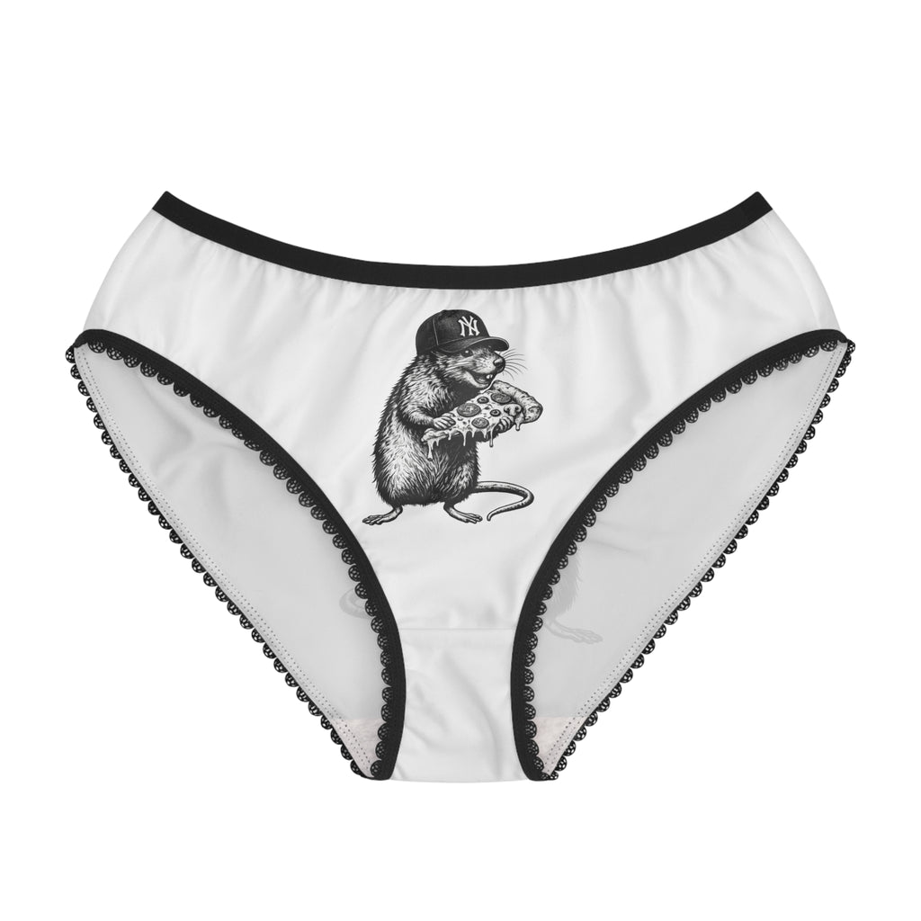 NYC Rat Pizza Briefs — Cute Streetwear Women's Briefs with Pizza-Loving Rat Design