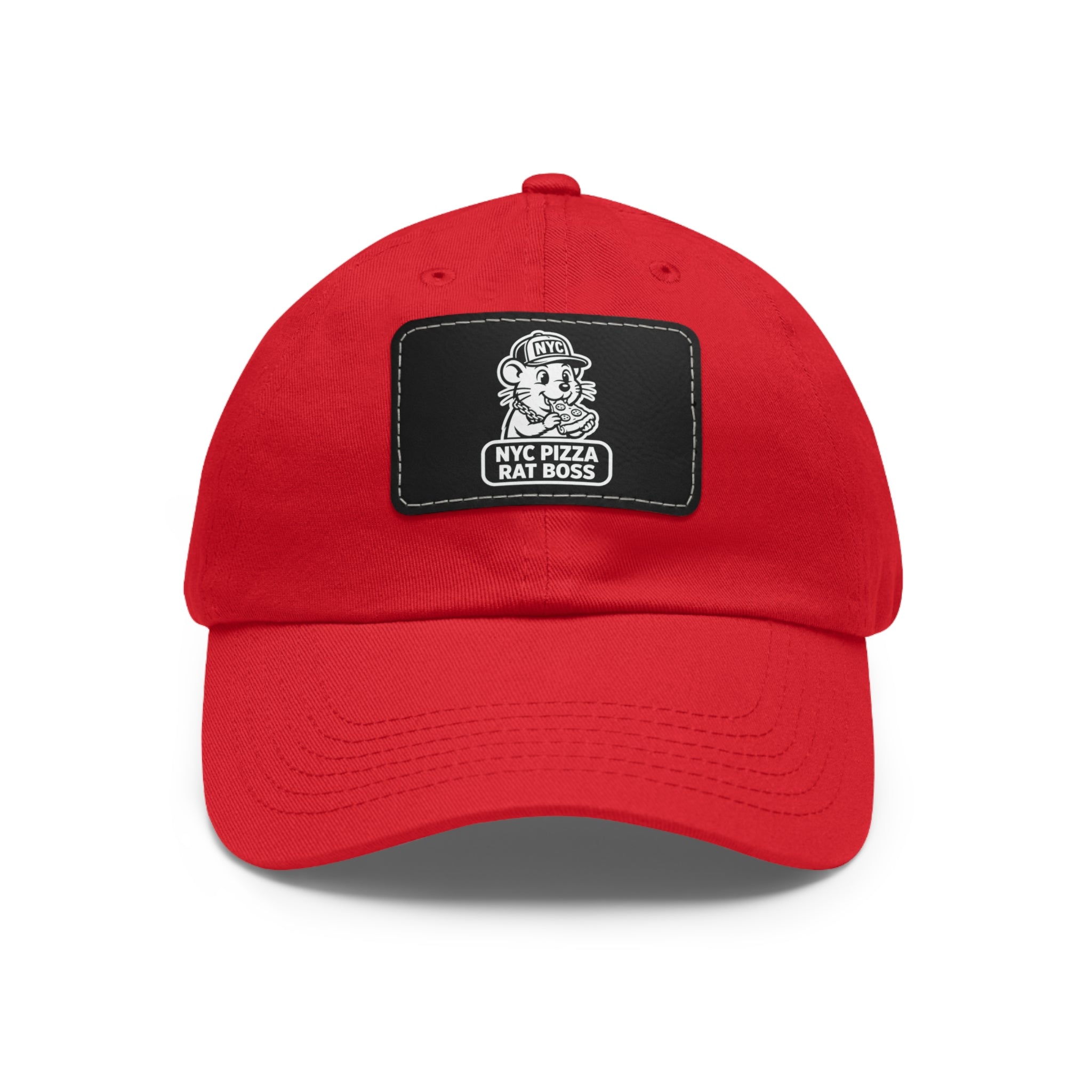 Leather Patch Dad Hat — NYC Pizza Rat Boss Logo