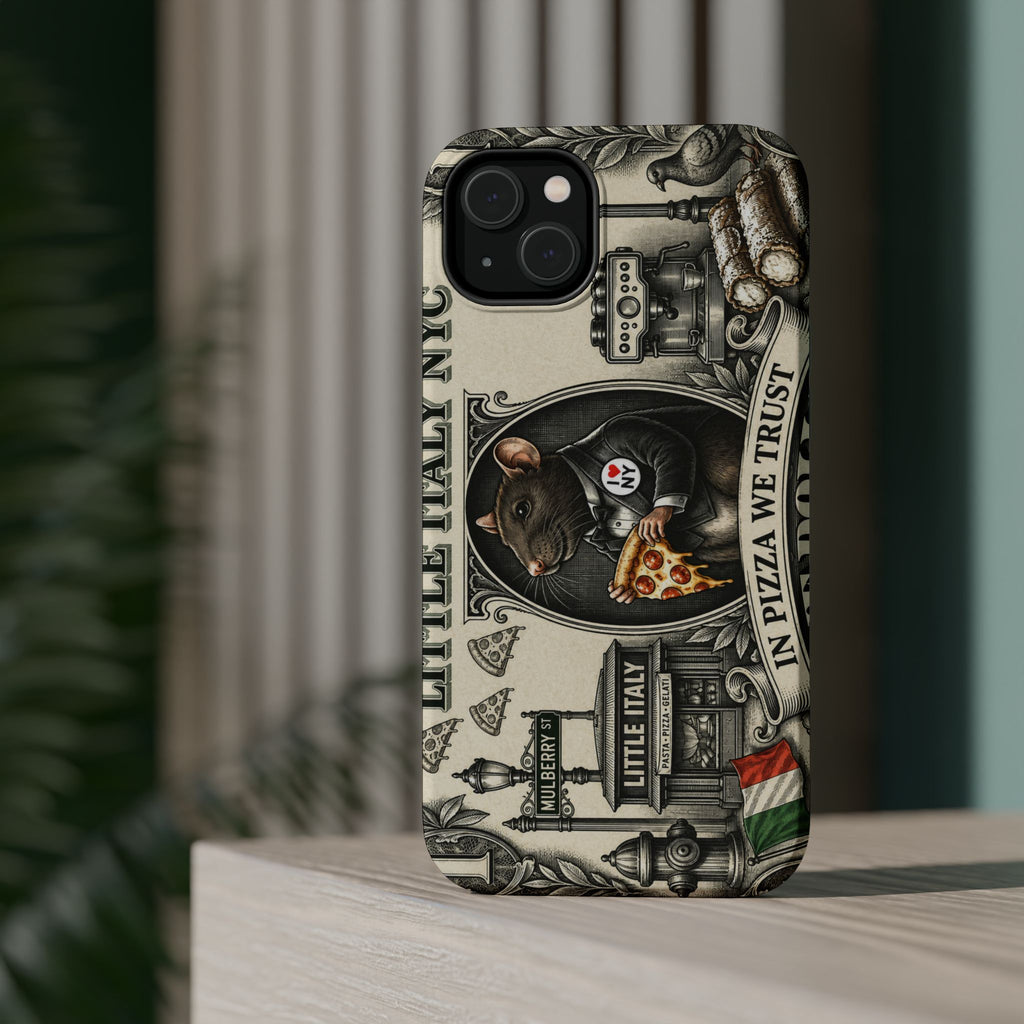 Little Italy NY Phone Case — 'In Pizza We Trust' Italy Rat Art Magnetic Impact-Resistant Case