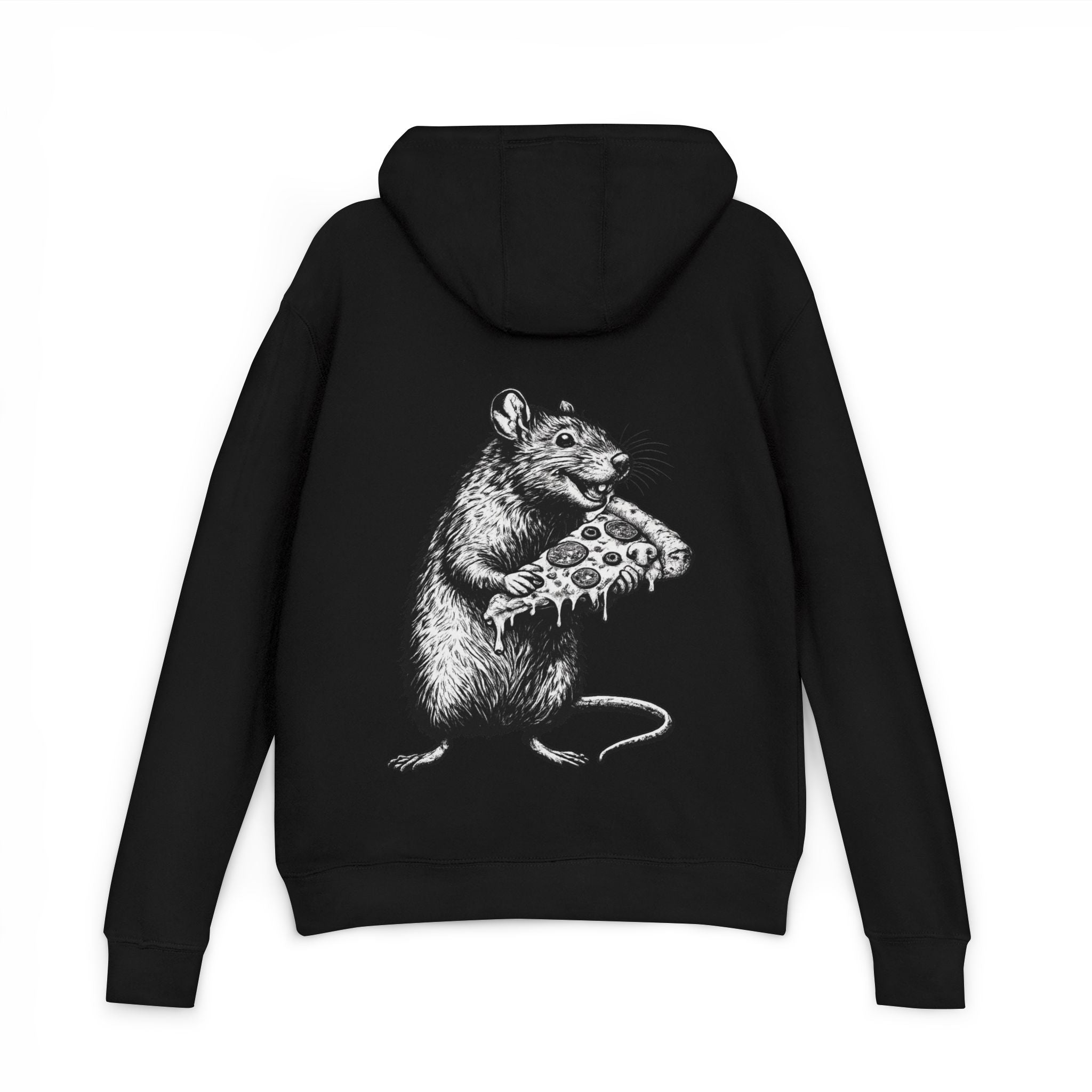 NYC Rats "Where the Rats Eat Better" Rat Holding Pizza Graphic Hoodie
