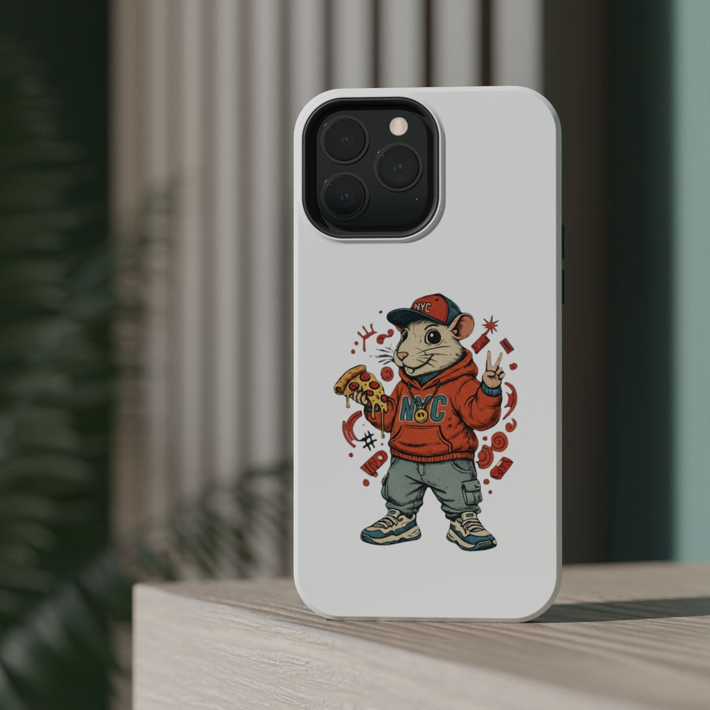 Streetwear Pizza Rat Phone Case — Magnetic Impact‑Resistant iPhone Case with Pizza Skateboard Design