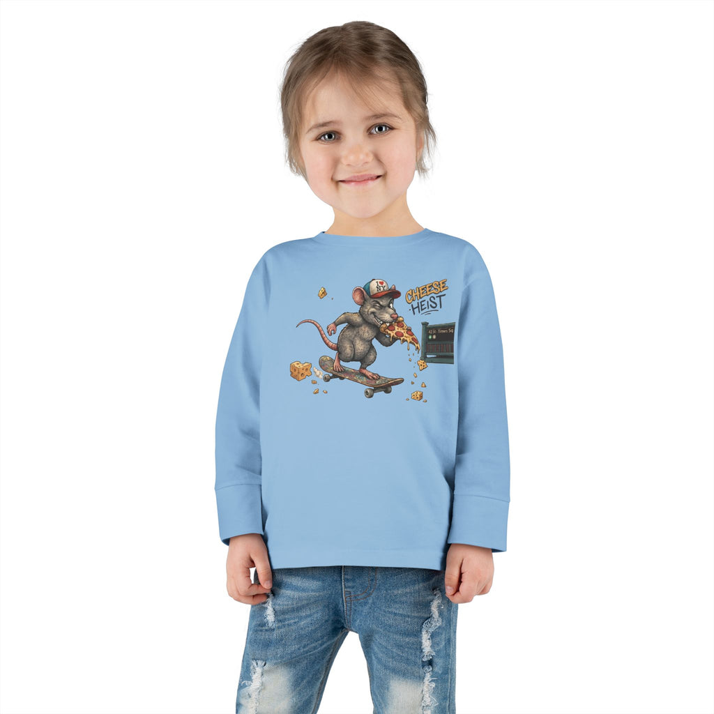 Skateboard Rat Toddler Long Sleeve Tee — Cute Skater Mouse Graphic Shirt