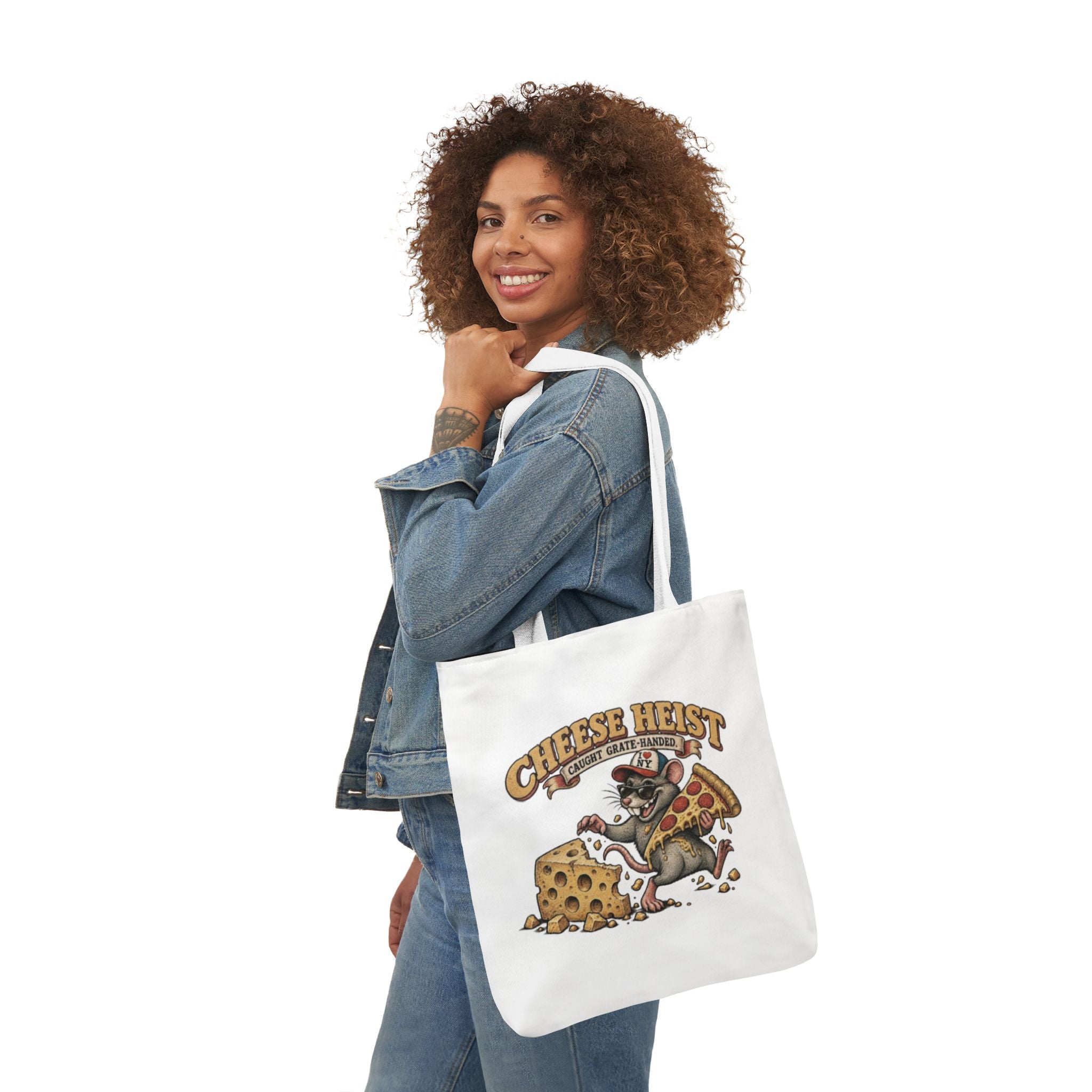 Cheese Heist Canvas Tote - Funny Mouse & Pizza Grocery Bag