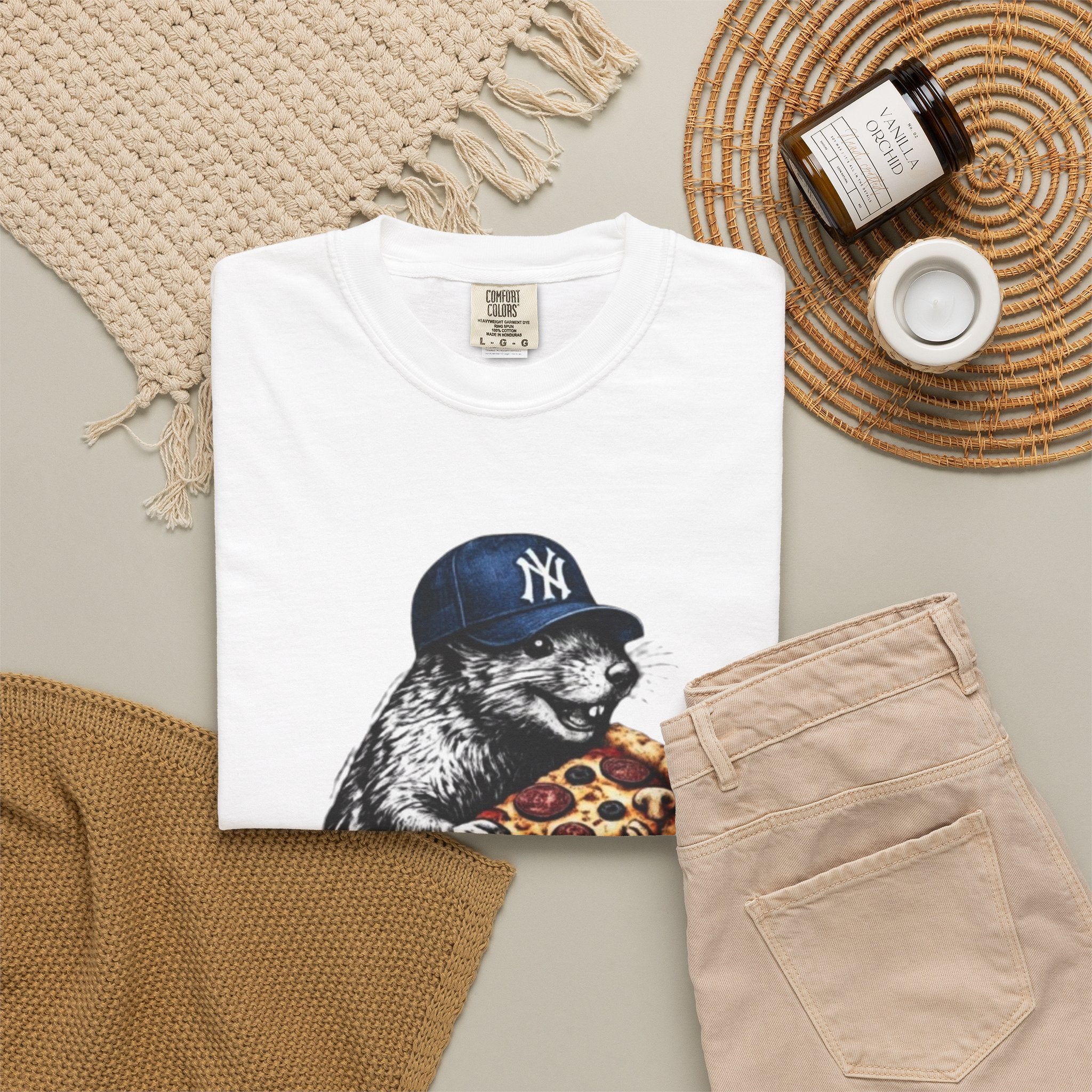 NY Rat with Pizza Graphic Tee — Streetwear Novelty T-Shirt