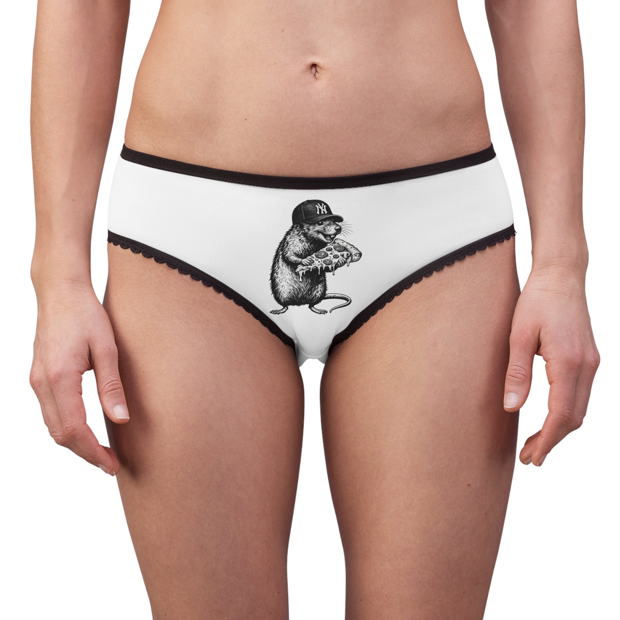 NYC Rat Pizza Briefs — Cute Streetwear Women's Briefs with Pizza-Loving Rat Design