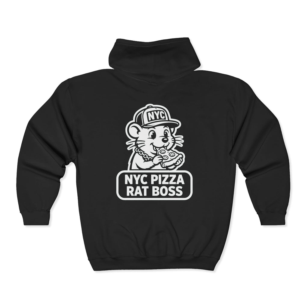 NYC Pizza Rat Zip Hoodie — Pizza Rat Graphic Full-Zip Sweatshirt