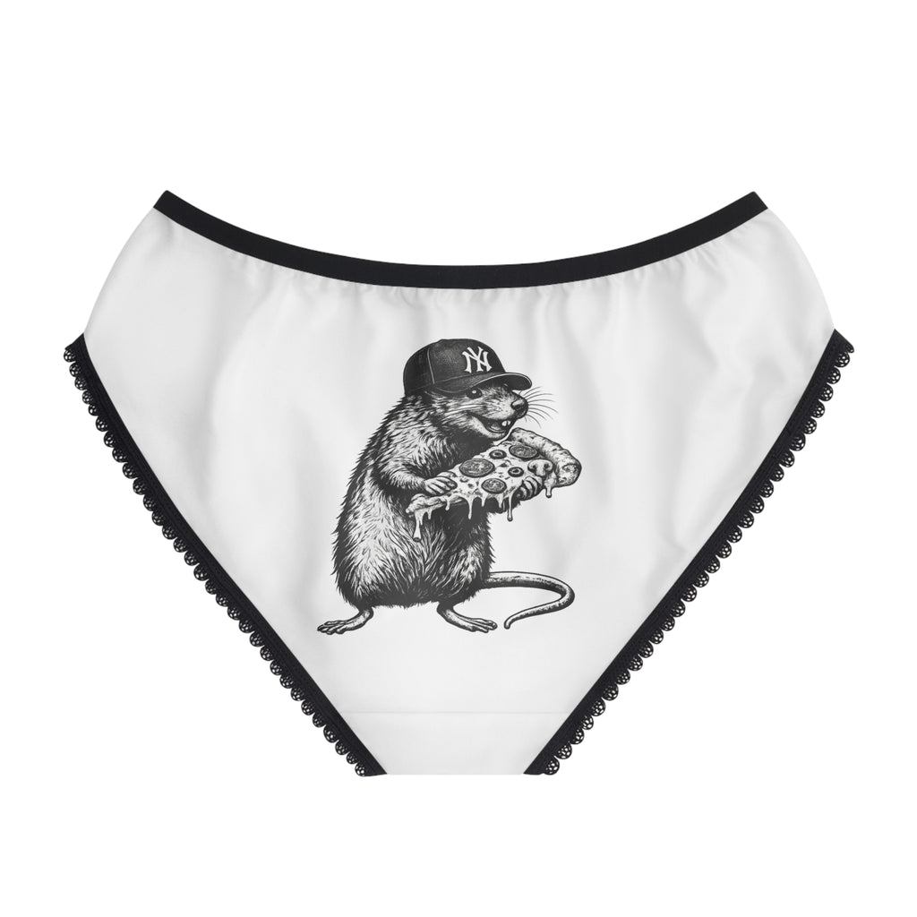 NYC Rat Pizza Briefs — Cute Streetwear Women's Briefs with Pizza-Loving Rat Design