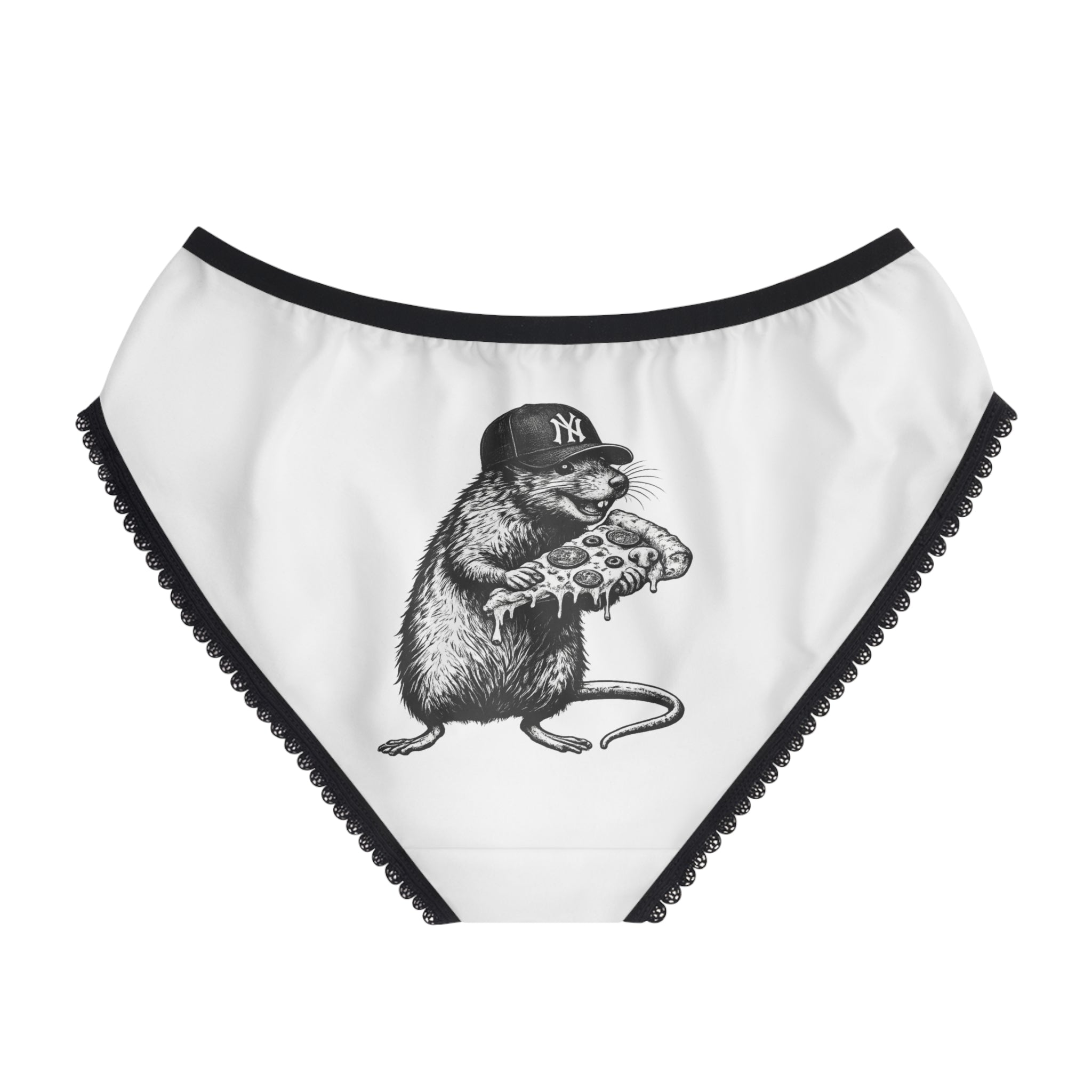 NYC Rat Pizza Briefs — Cute Streetwear Women's Briefs with Pizza-Loving Rat Design