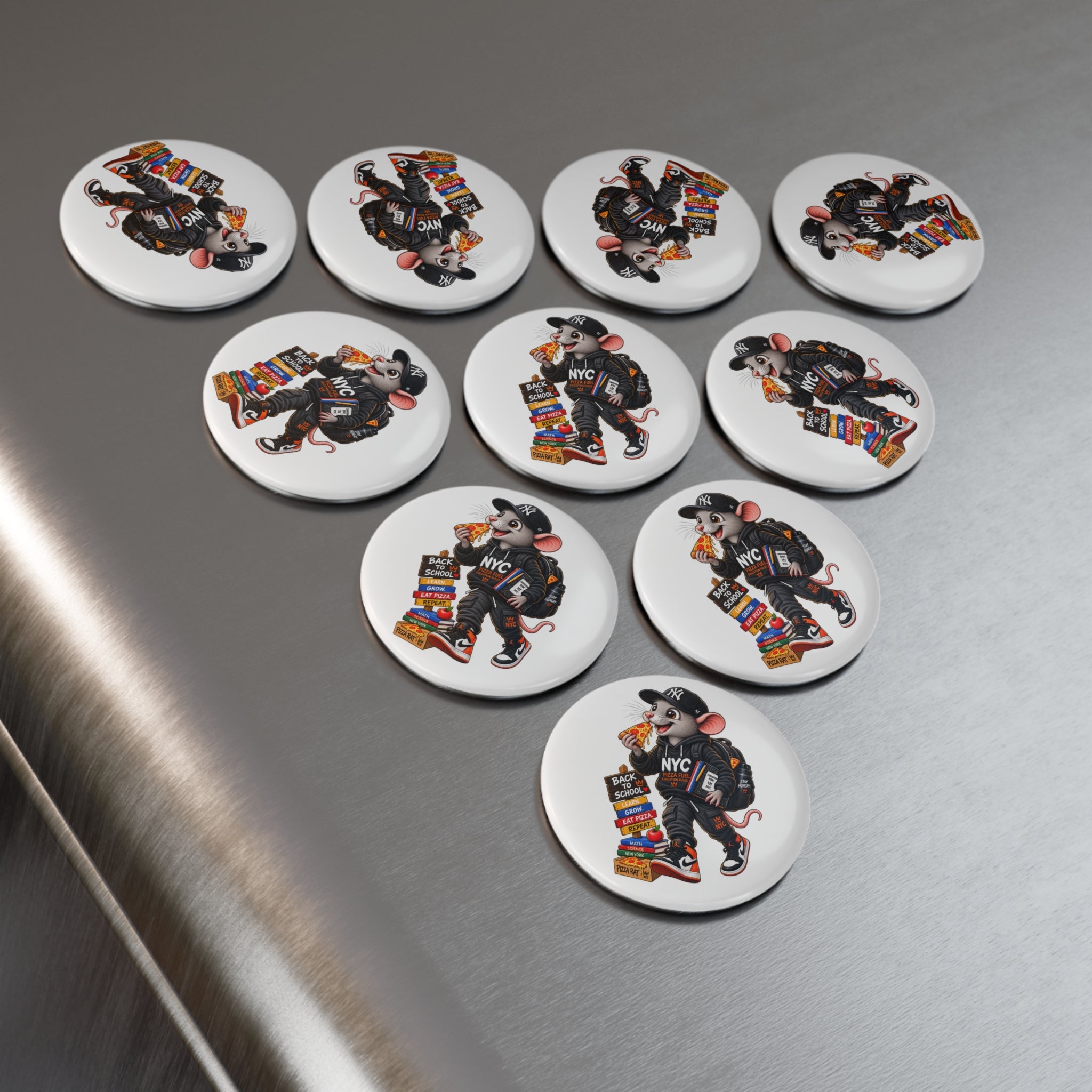 NYC Pizza Rat Magnet — Back to School Cute Refrigerator Button