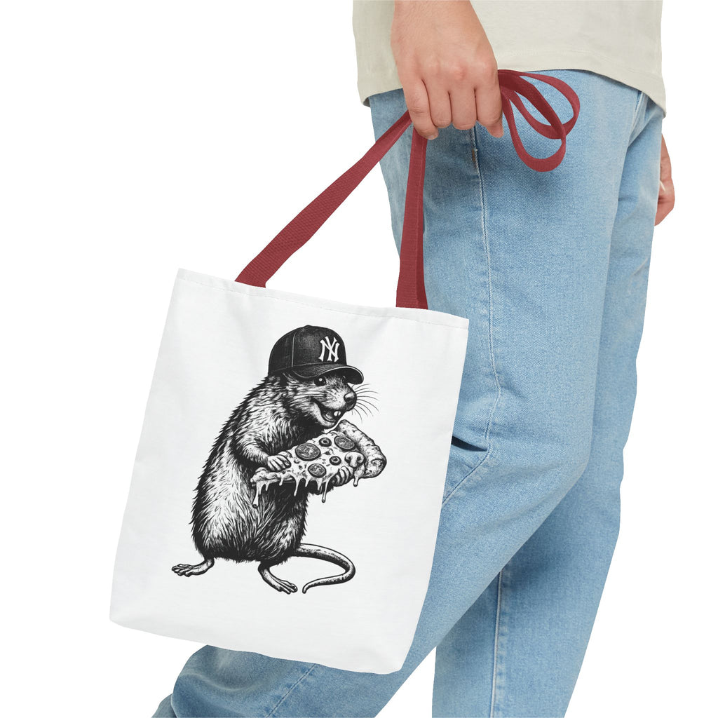 Pizza Rat Tote Bag — Cute NYC Rat Eating Pizza Canvas Tote
