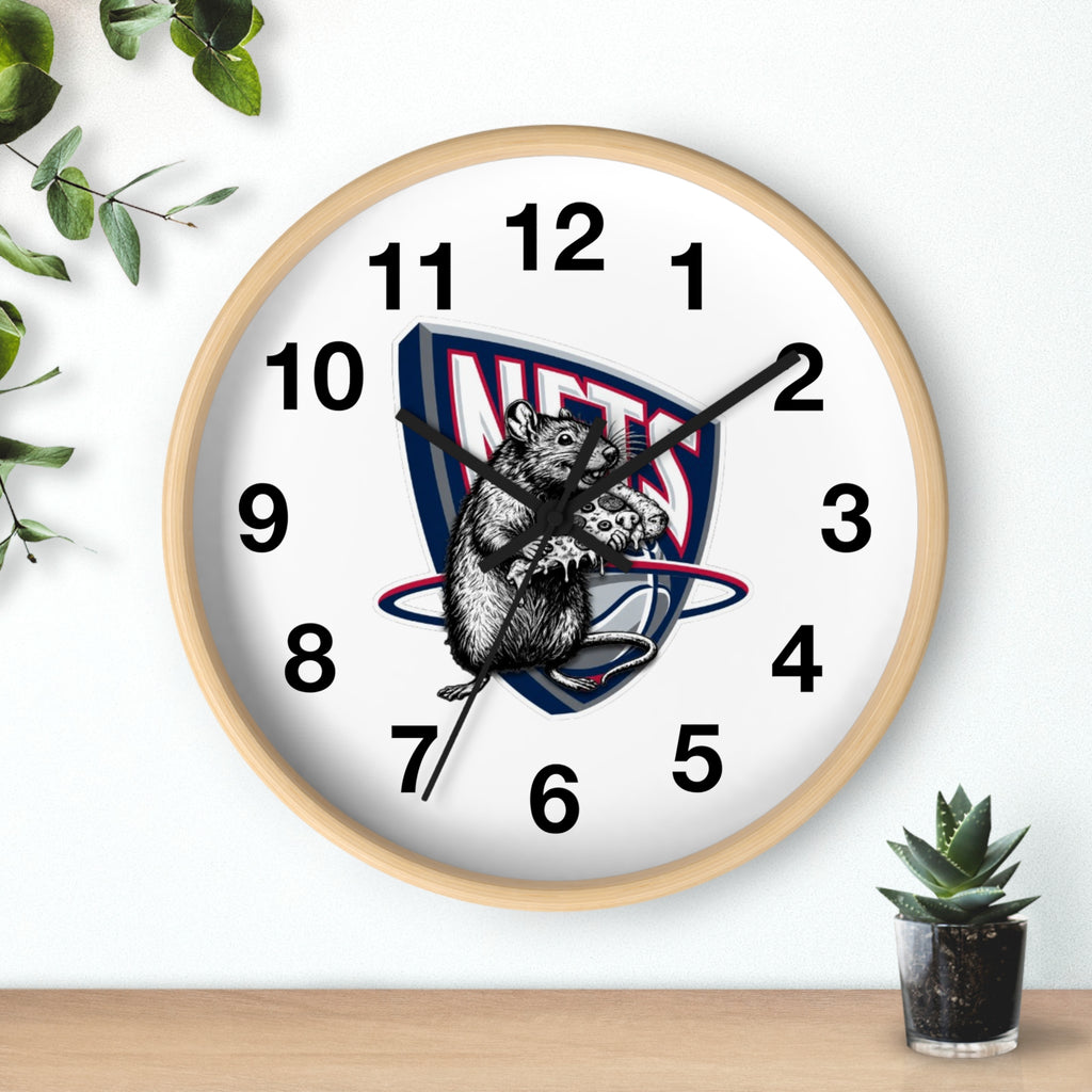Nets Mascot Wall Clock — Retro Basketball Team Logo Decor