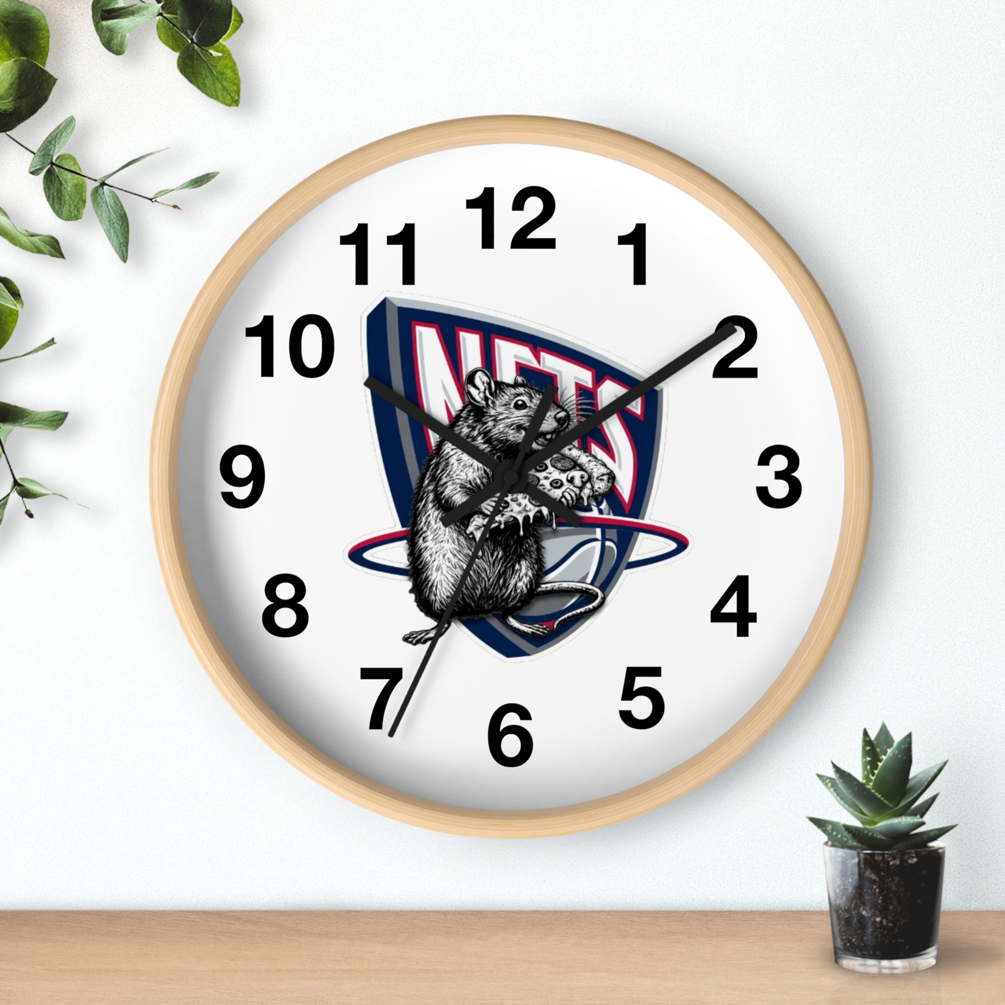 Nets Mascot Wall Clock — Retro Basketball Team Logo Decor