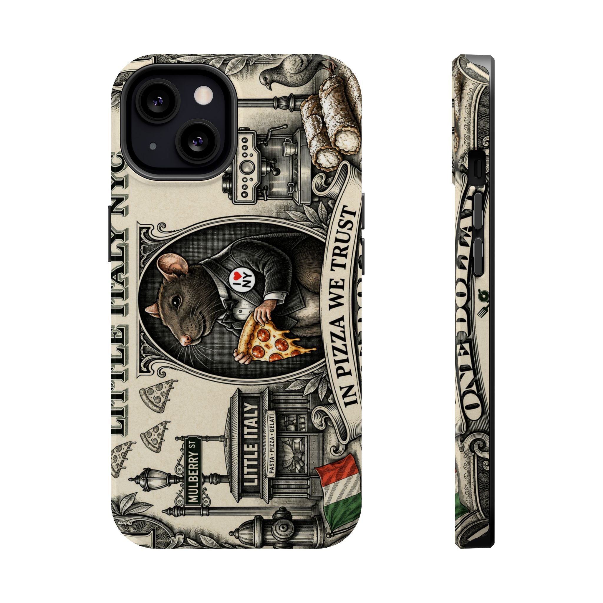 Little Italy NY Phone Case — 'In Pizza We Trust' Italy Rat Art Magnetic Impact-Resistant Case