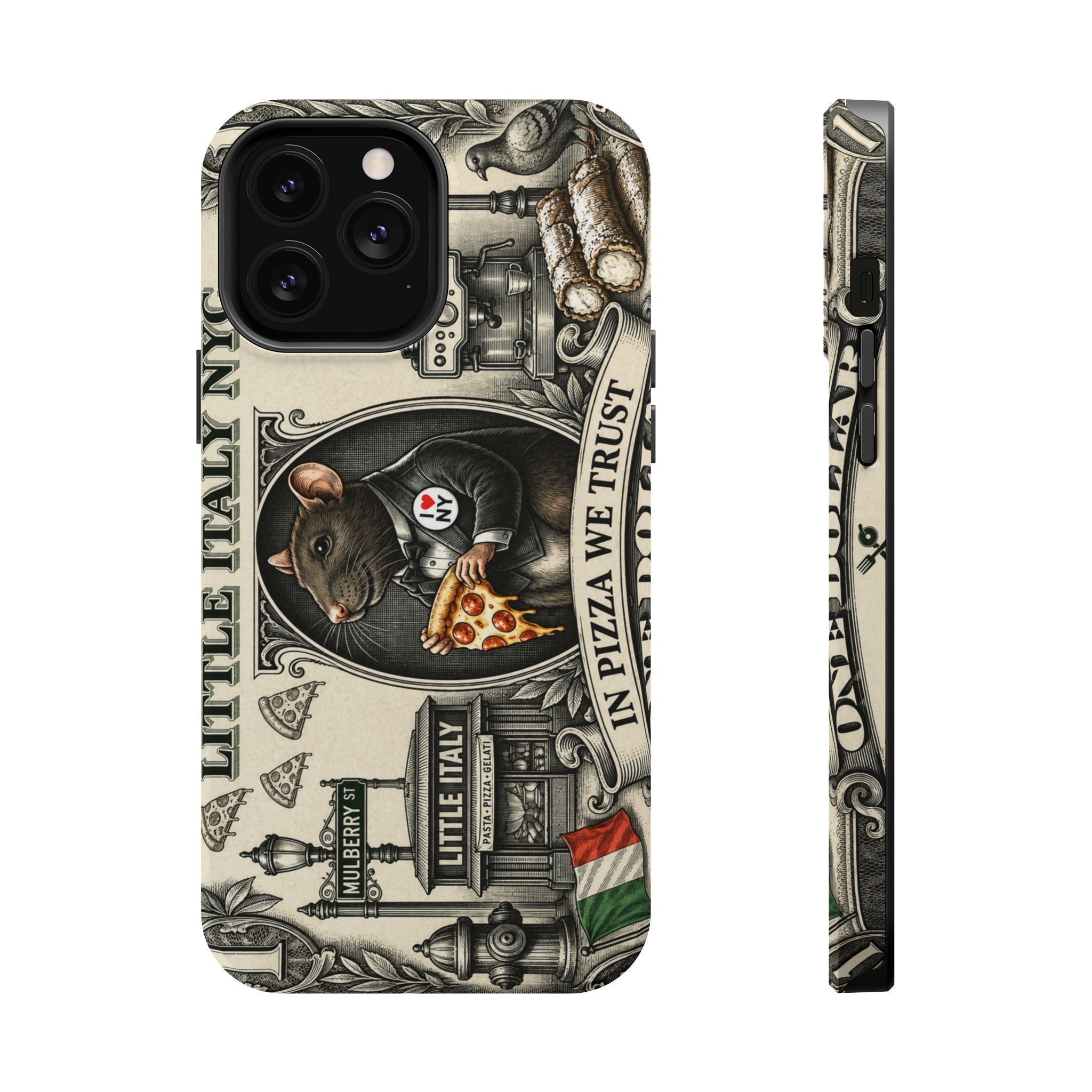 Little Italy NY Phone Case — 'In Pizza We Trust' Italy Rat Art Magnetic Impact-Resistant Case