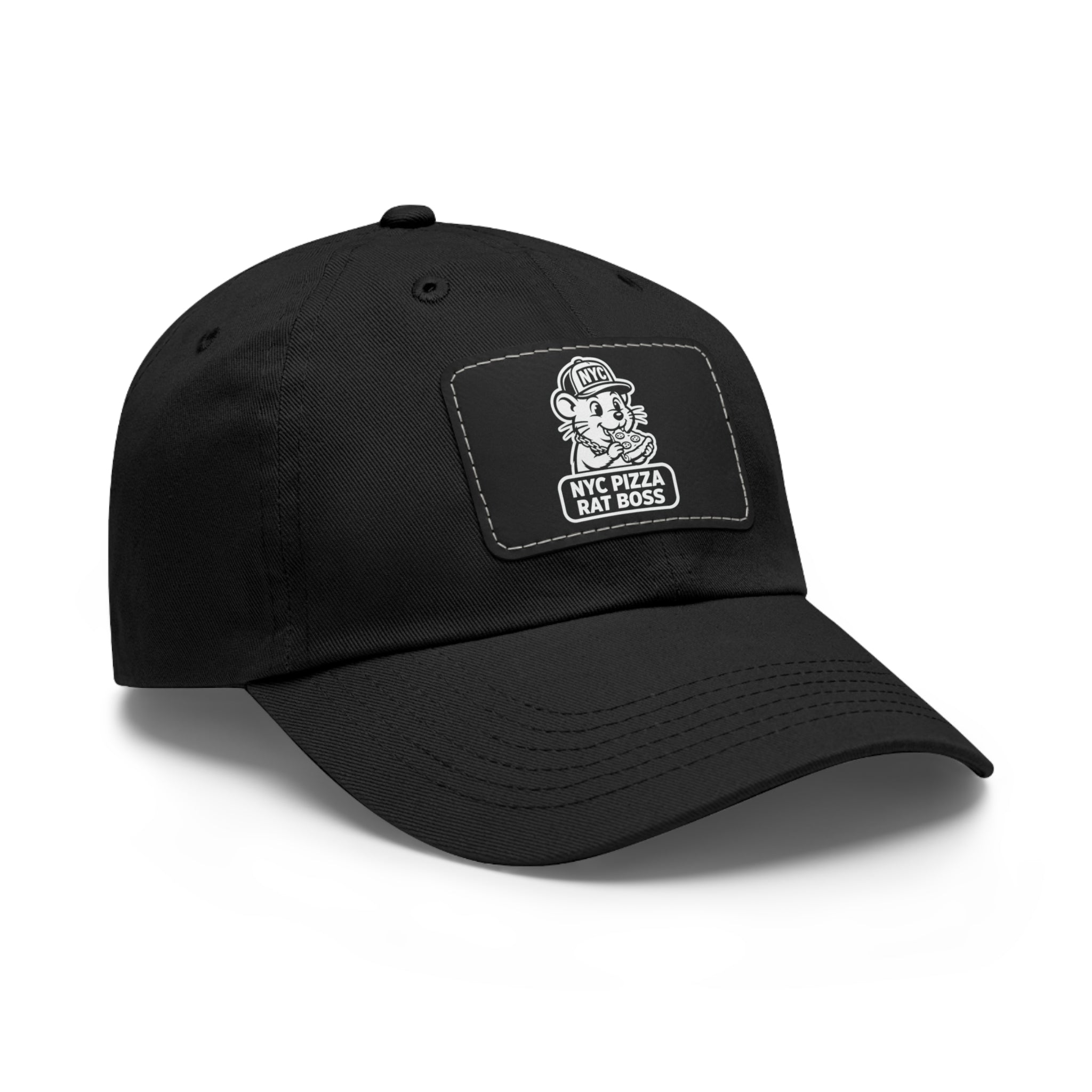 Leather Patch Dad Hat — NYC Pizza Rat Boss Logo