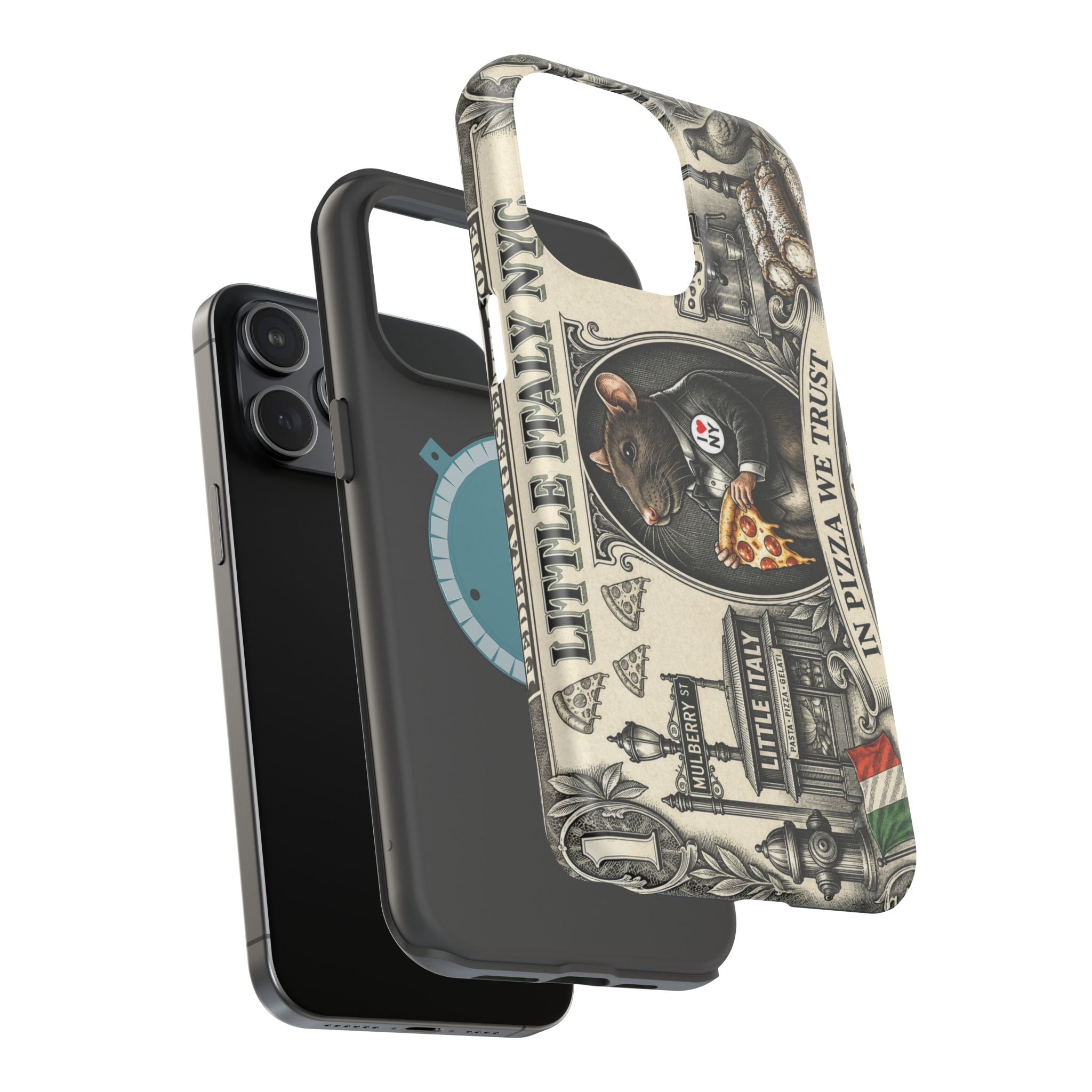 Little Italy NY Phone Case — 'In Pizza We Trust' Italy Rat Art Magnetic Impact-Resistant Case