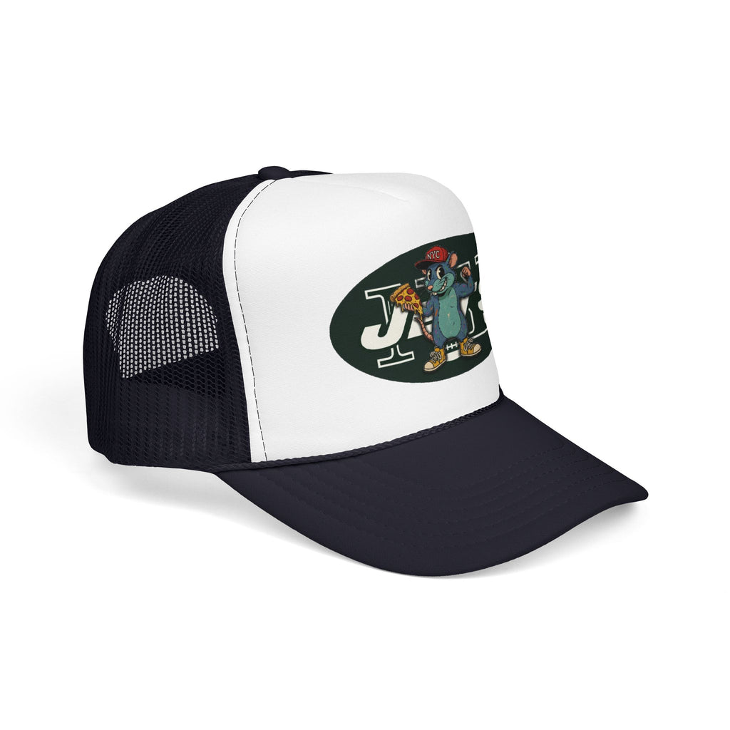 Rat Mascot Pizza Trucker Hat – Retro Sports Logo Foam Cap - NY Jets