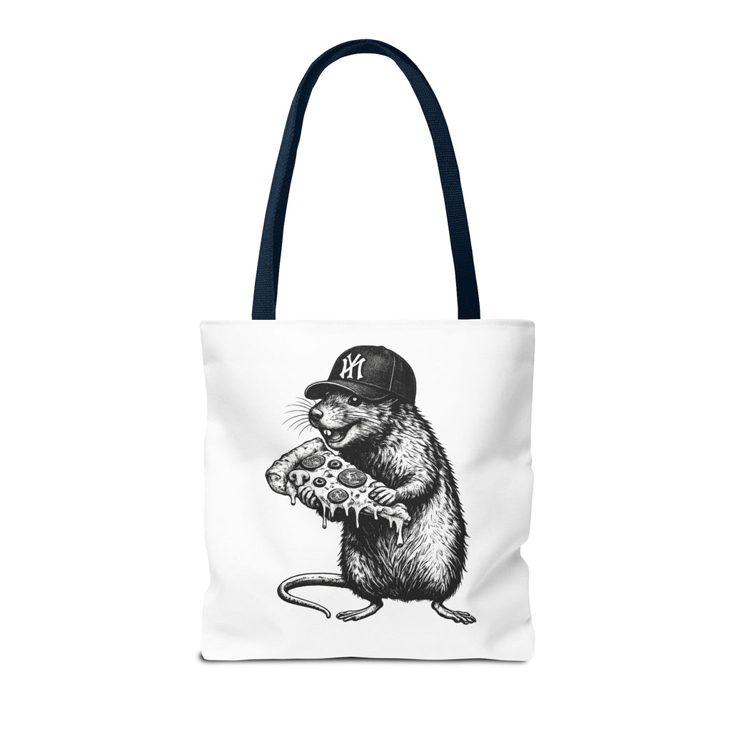 Pizza Rat Tote Bag — Cute NYC Rat Eating Pizza Canvas Tote